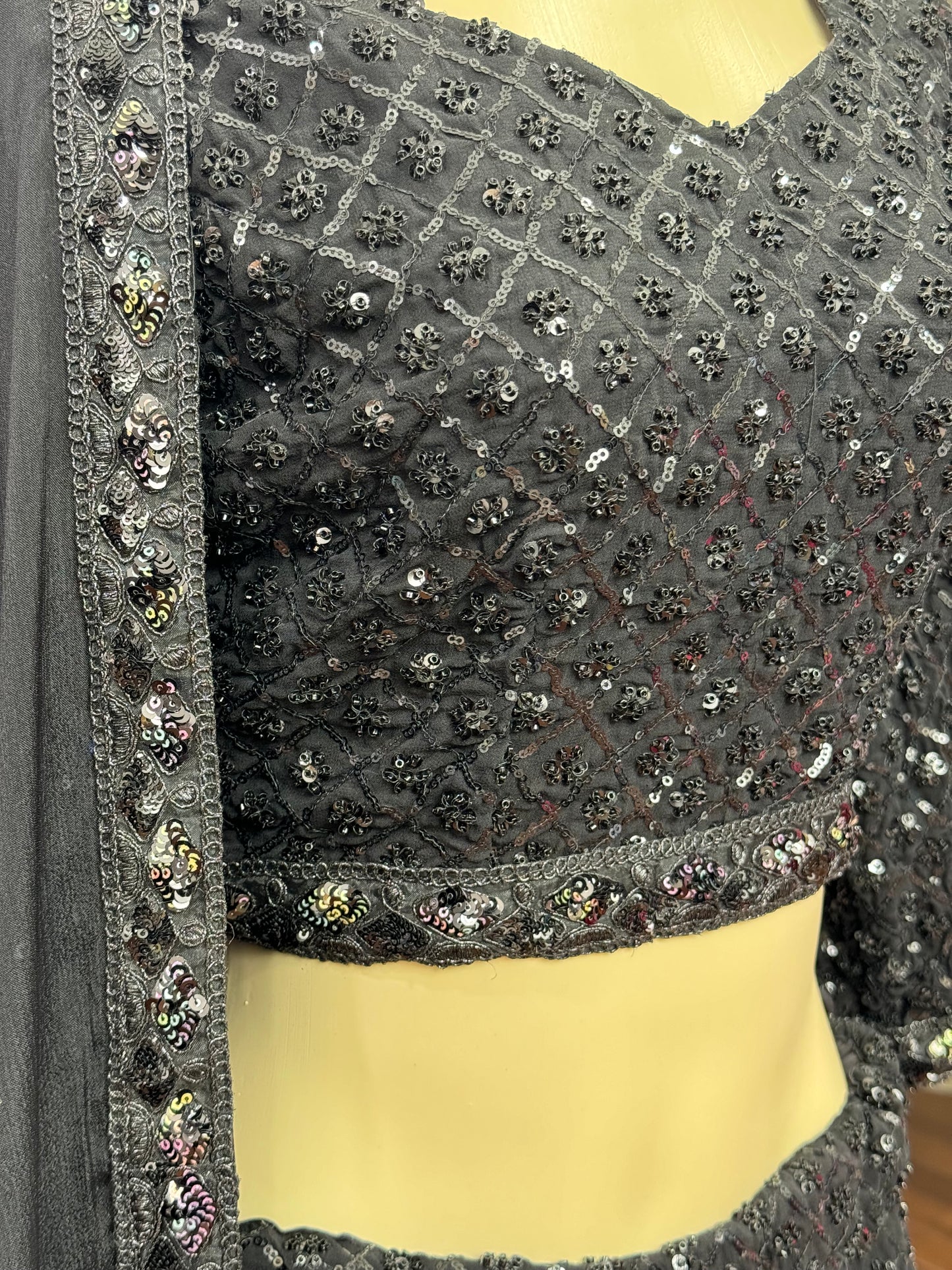 Sequence Work All Black Lehenga