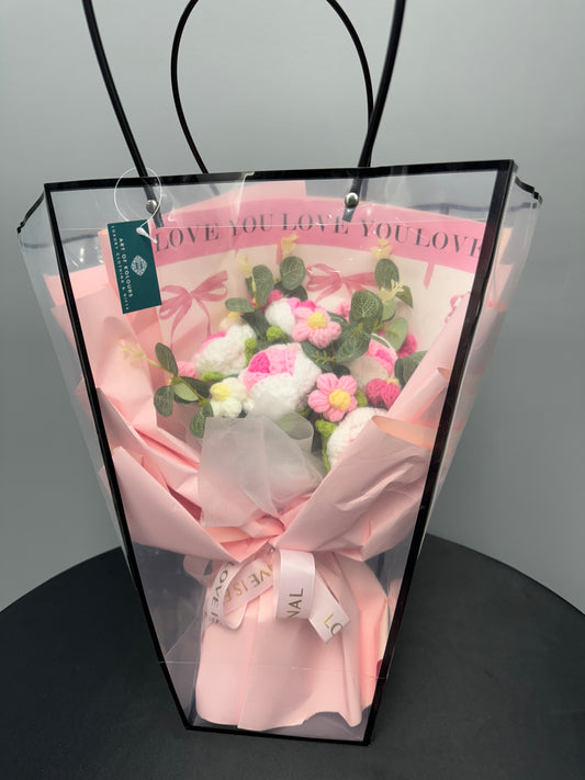 Crochet Flower Bouquets Pink Large