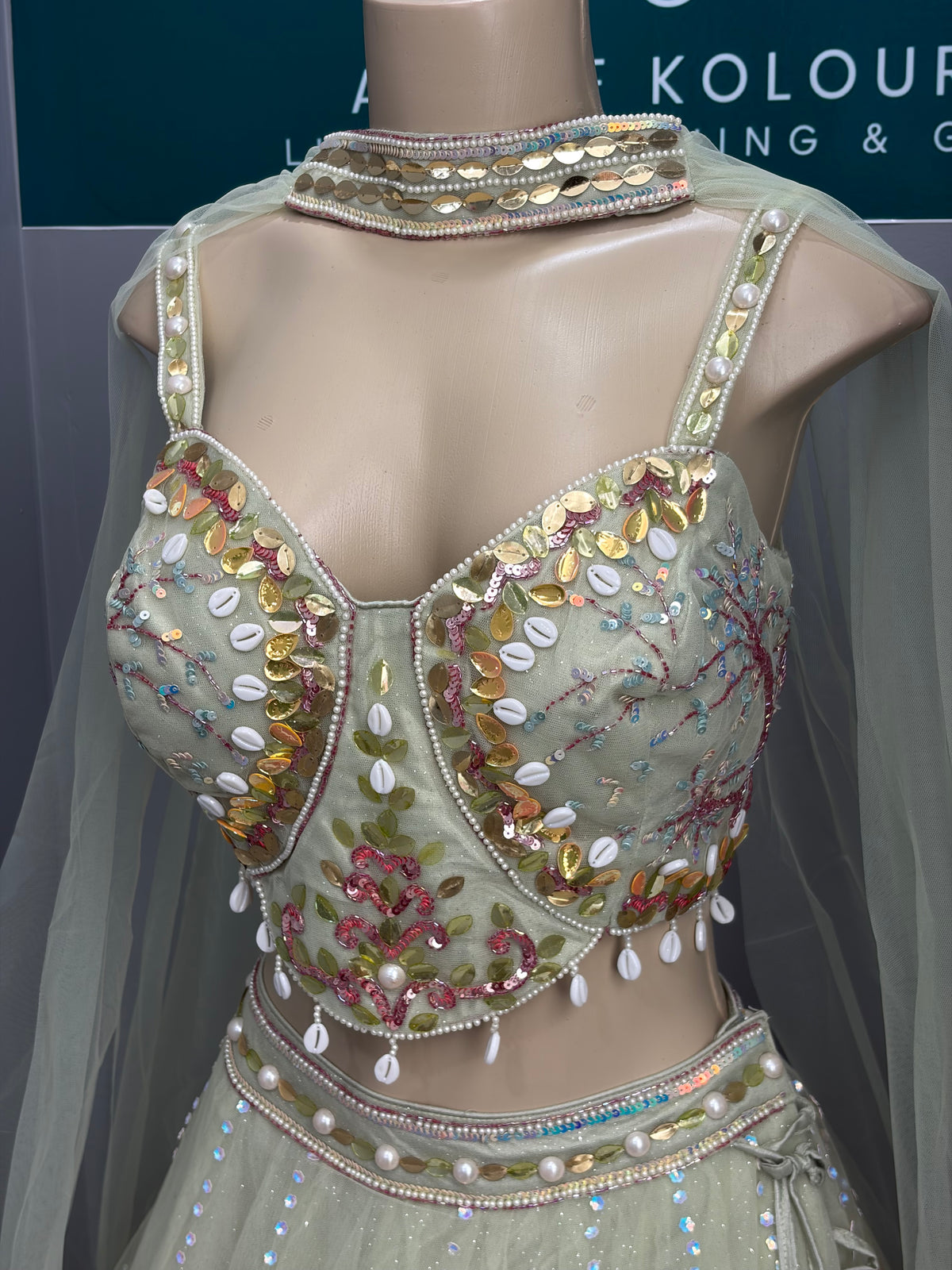Embellished Light Green Lehenga-AK3941-0726