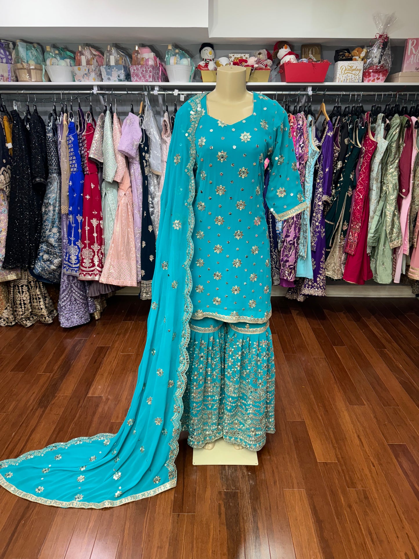 Ferozi Party Wear Gharara Suit
