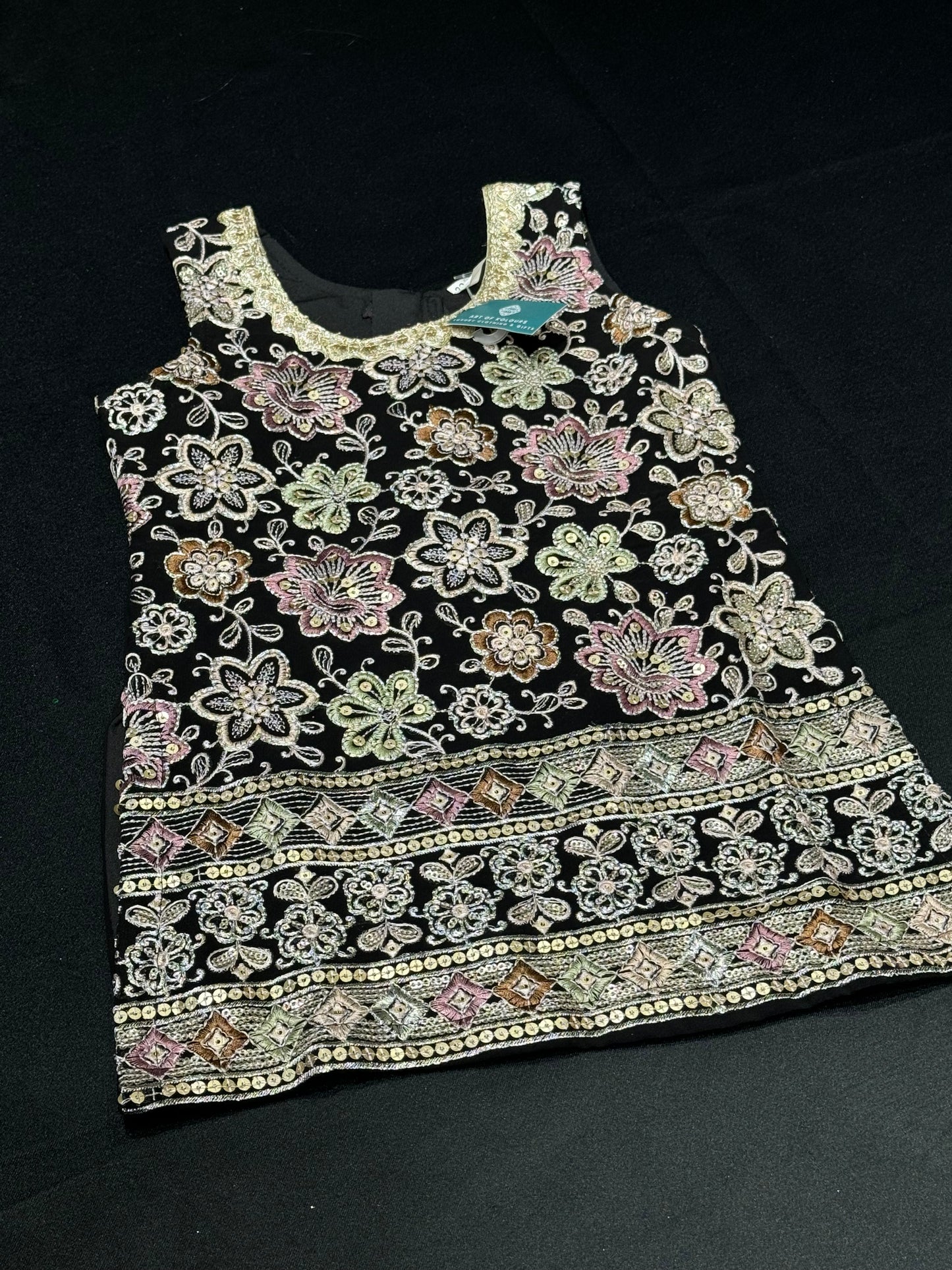 Devi Kids Gharara Suit- Black