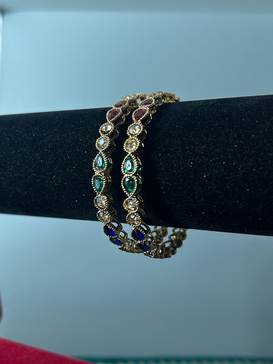 Multicolour Teardrop Kada Bangles