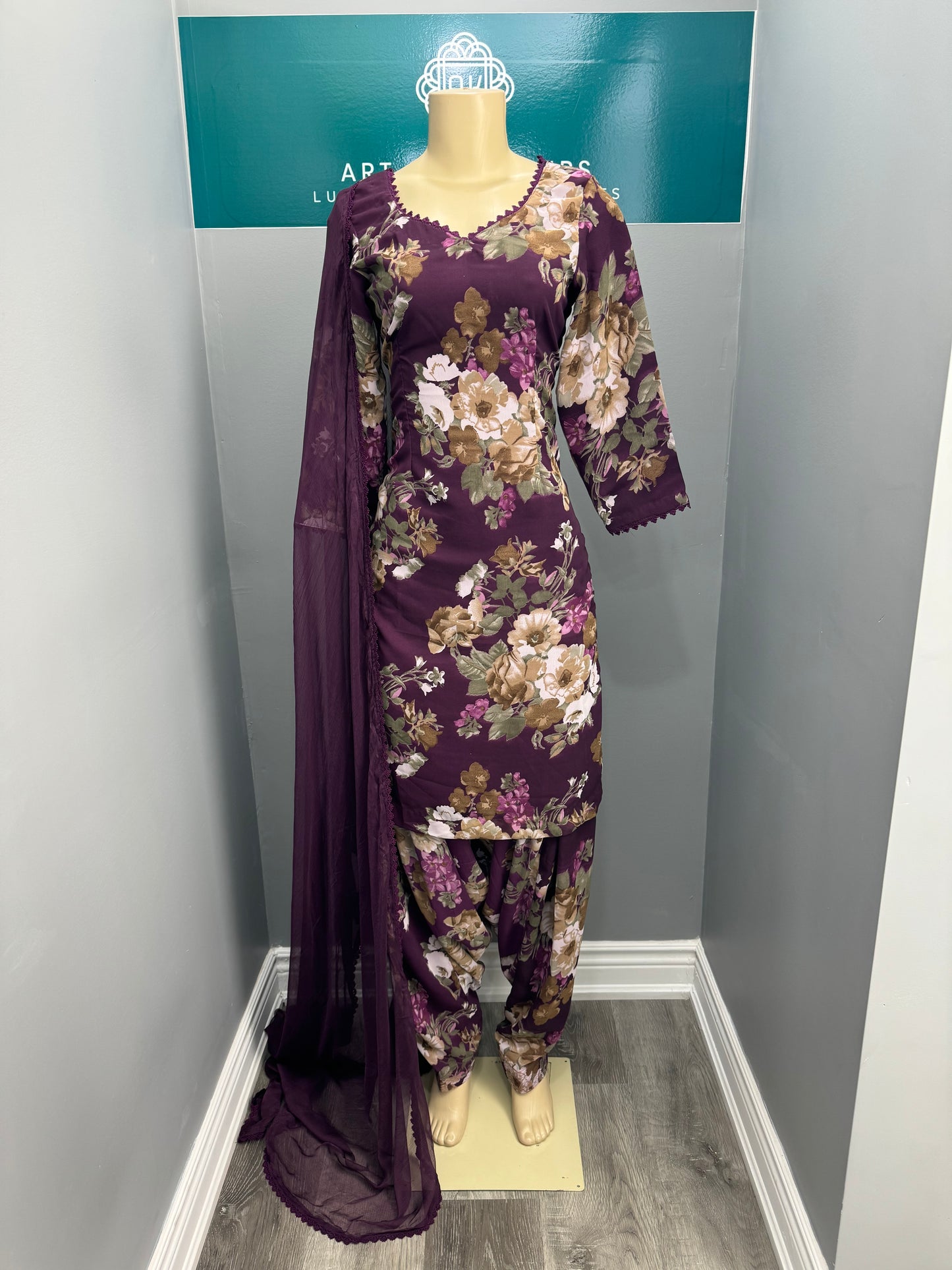 Printed Georgette Salwar Suit- Wine