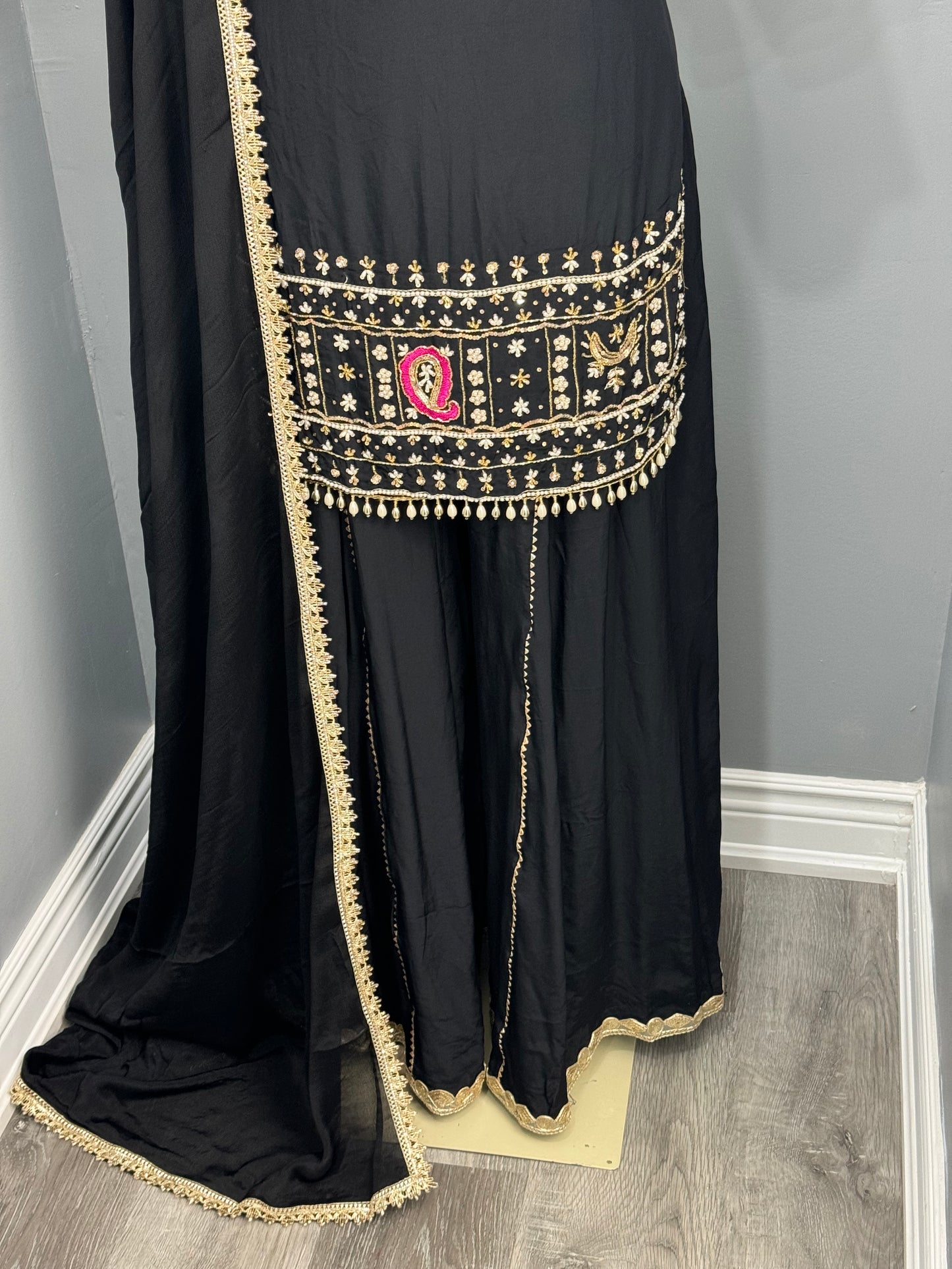 Handwork Sharara Suit- Black