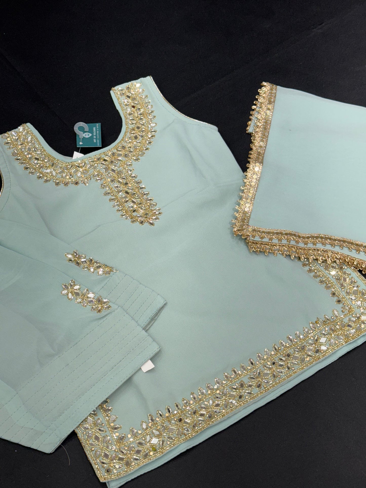 Pooja Kids Handwork Salwar Suit-Blue
