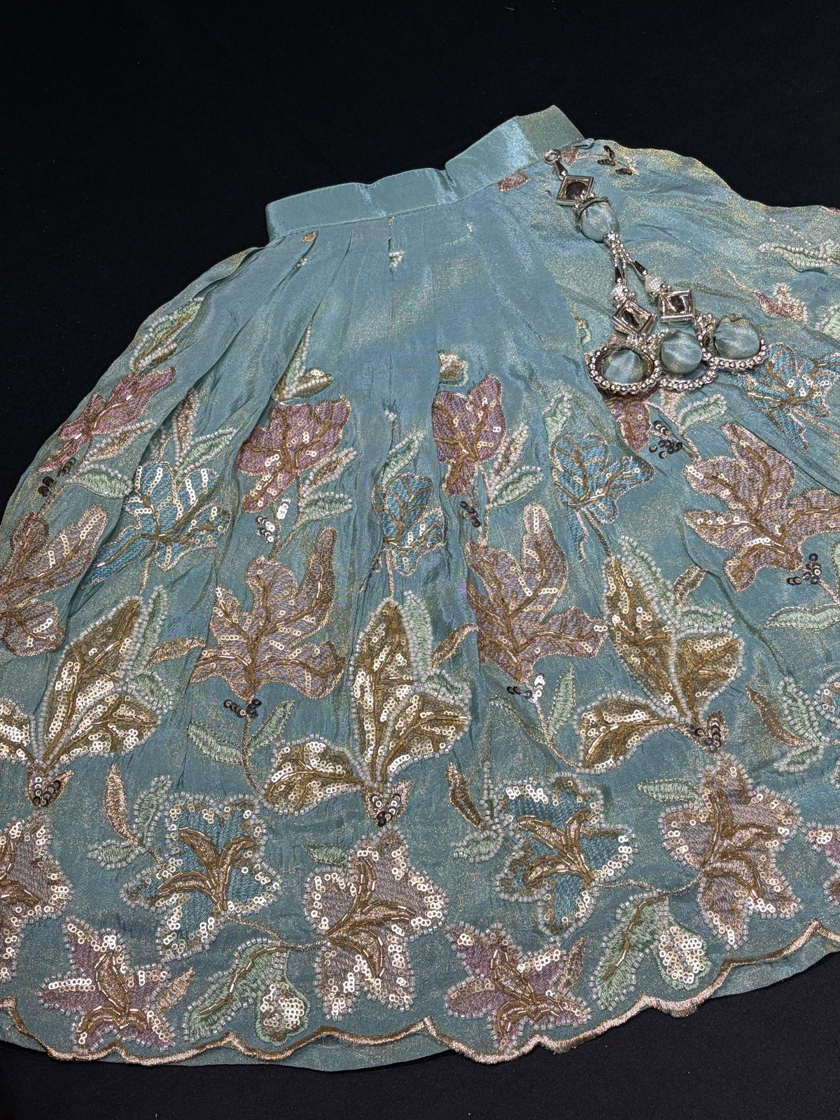 Aqua Floral Lehenga