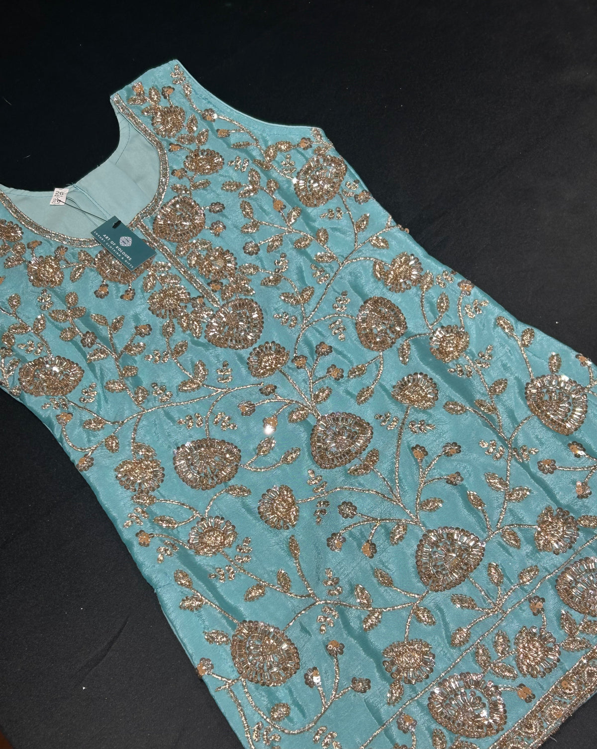 Blue Beadwork Kid’s Sharara Suit