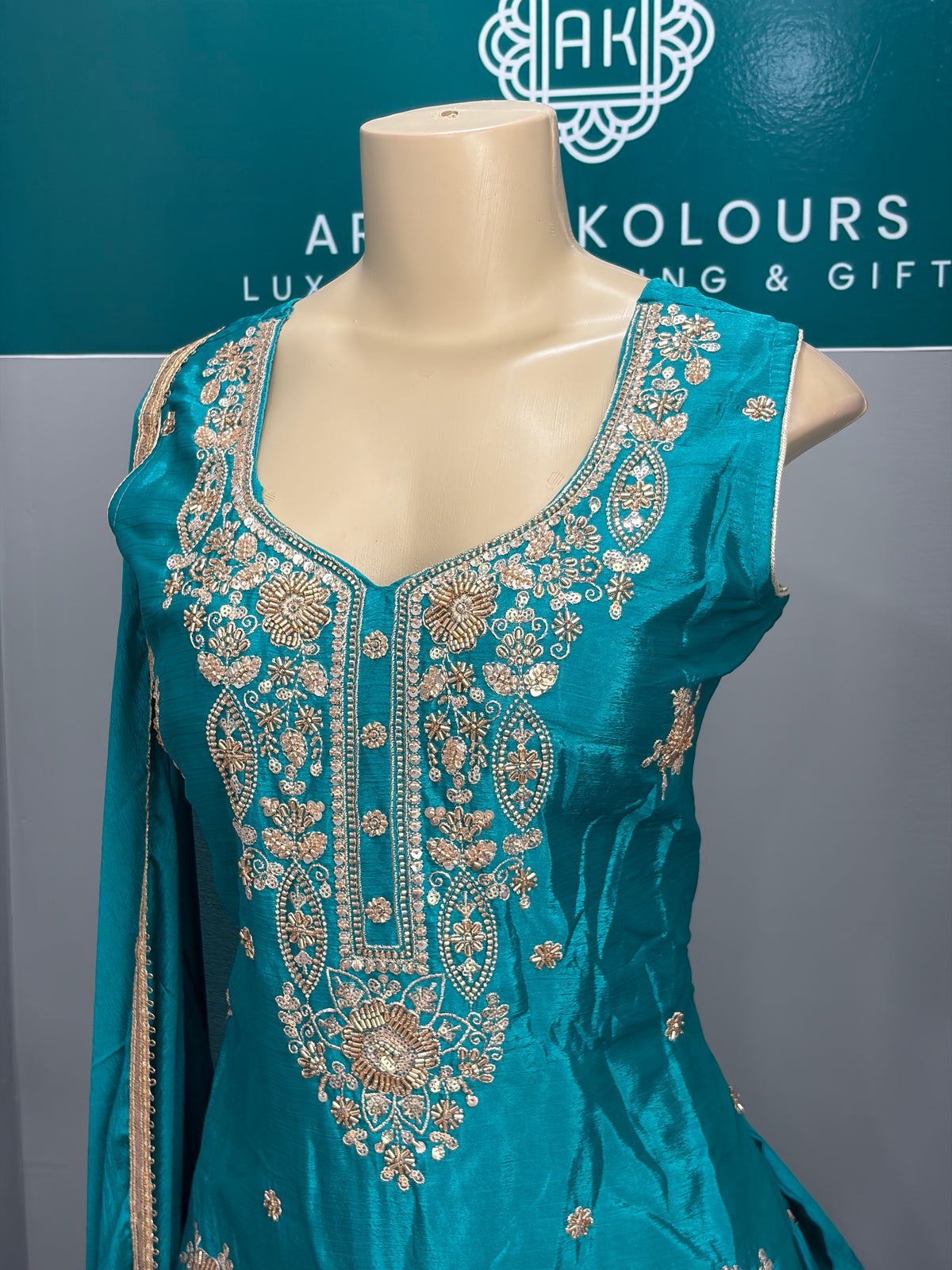 Turquoise Beadwork Salwar Suit AK6974-1126