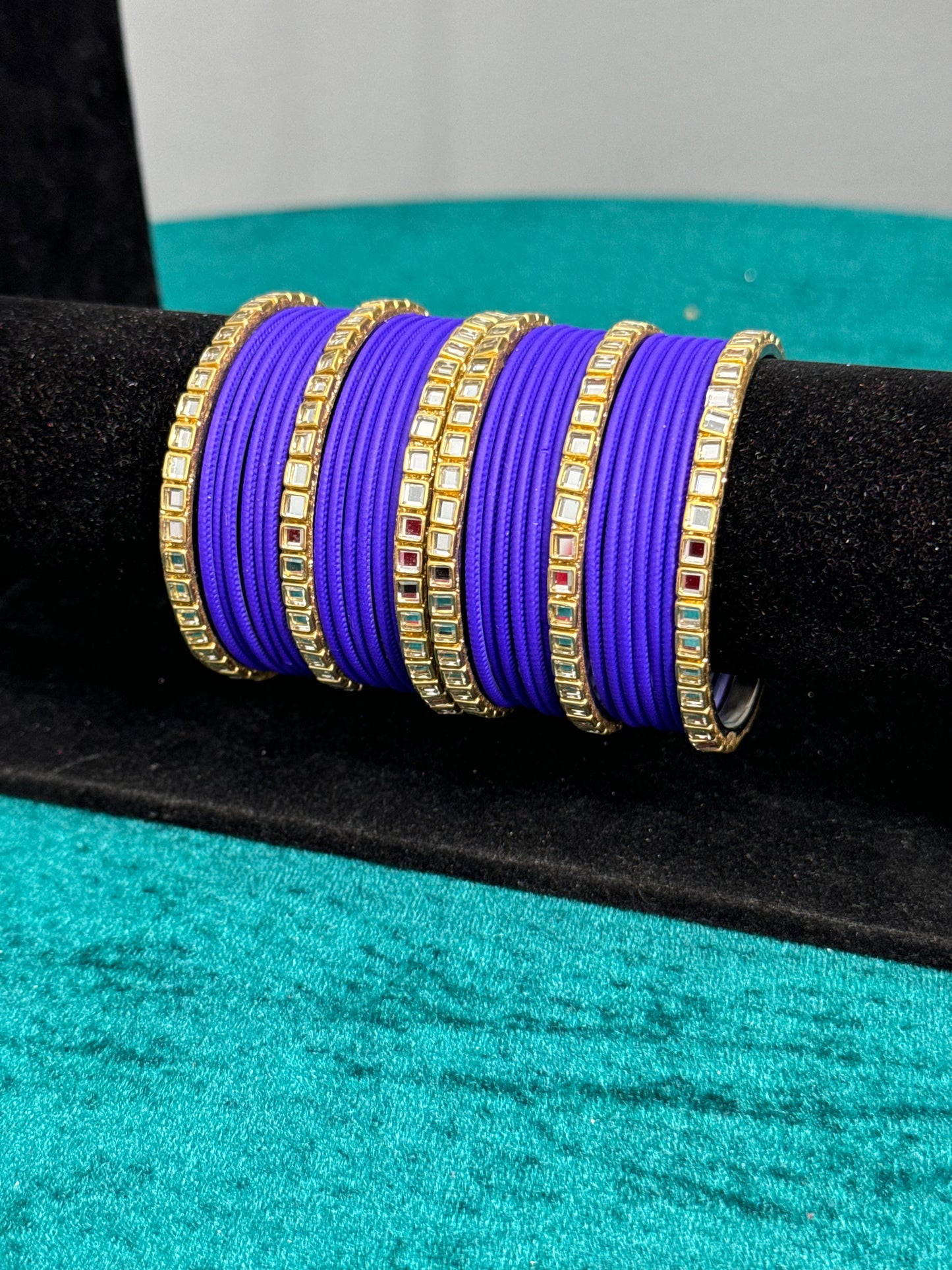 Purple Mirror Work Bangles