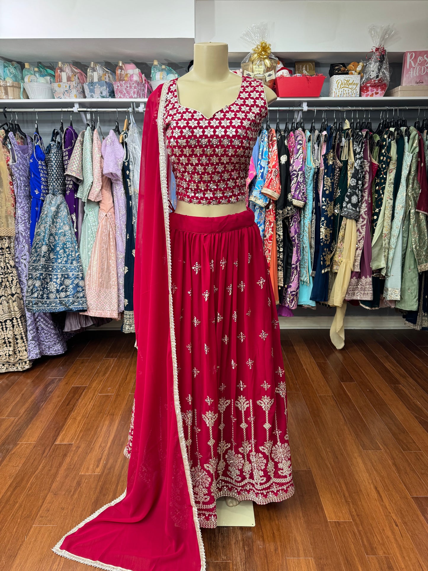 Red Sequence Work Lehenga