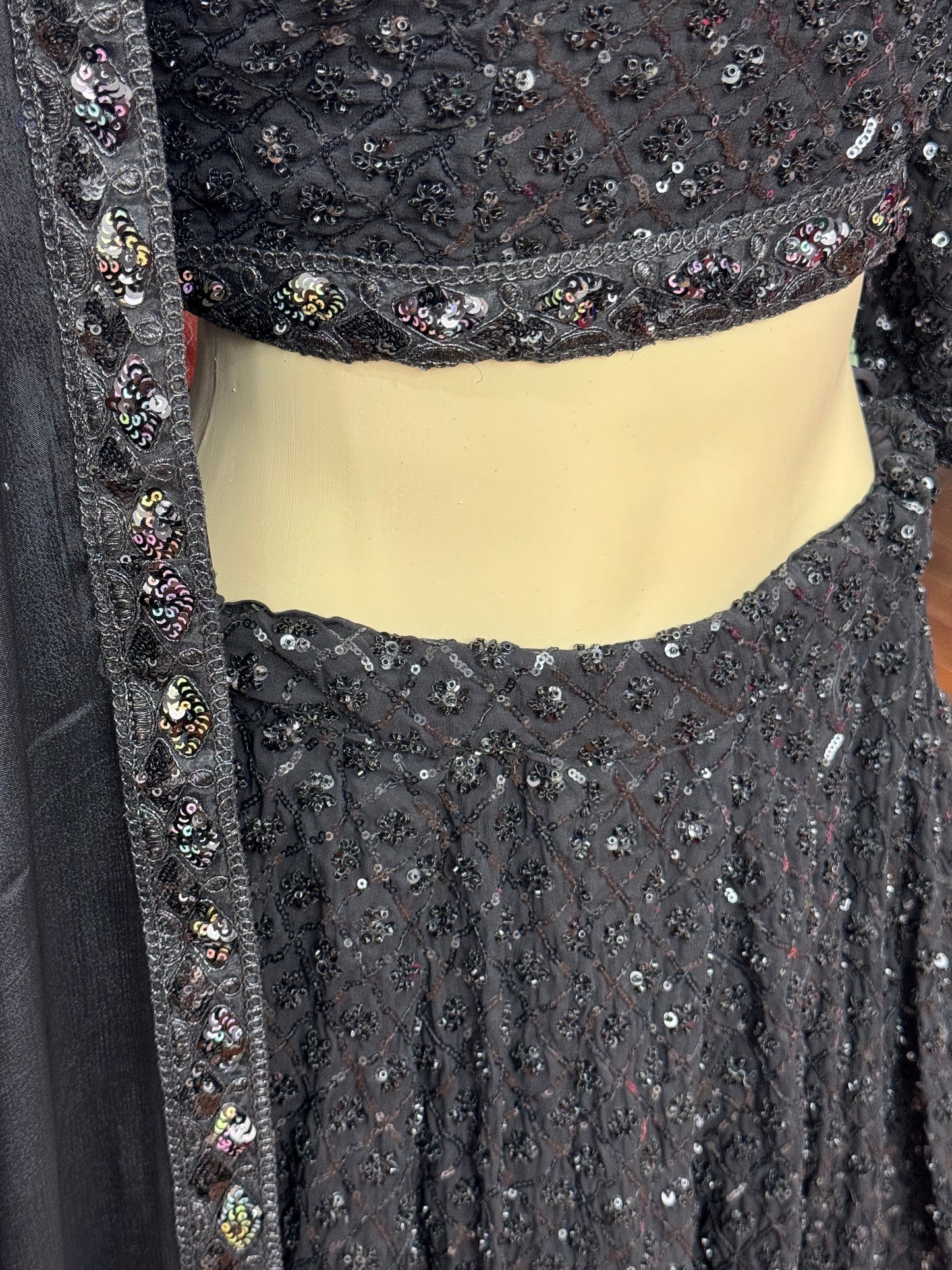 Sequence Work All Black Lehenga