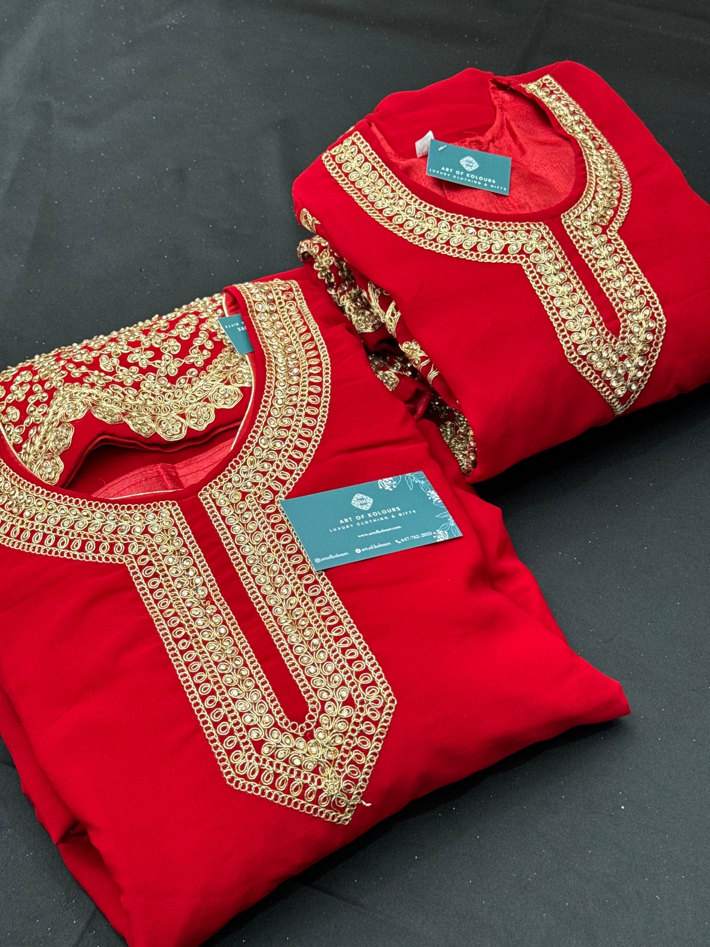 Japleen Kids and Mother Gharara Suit V2- Red