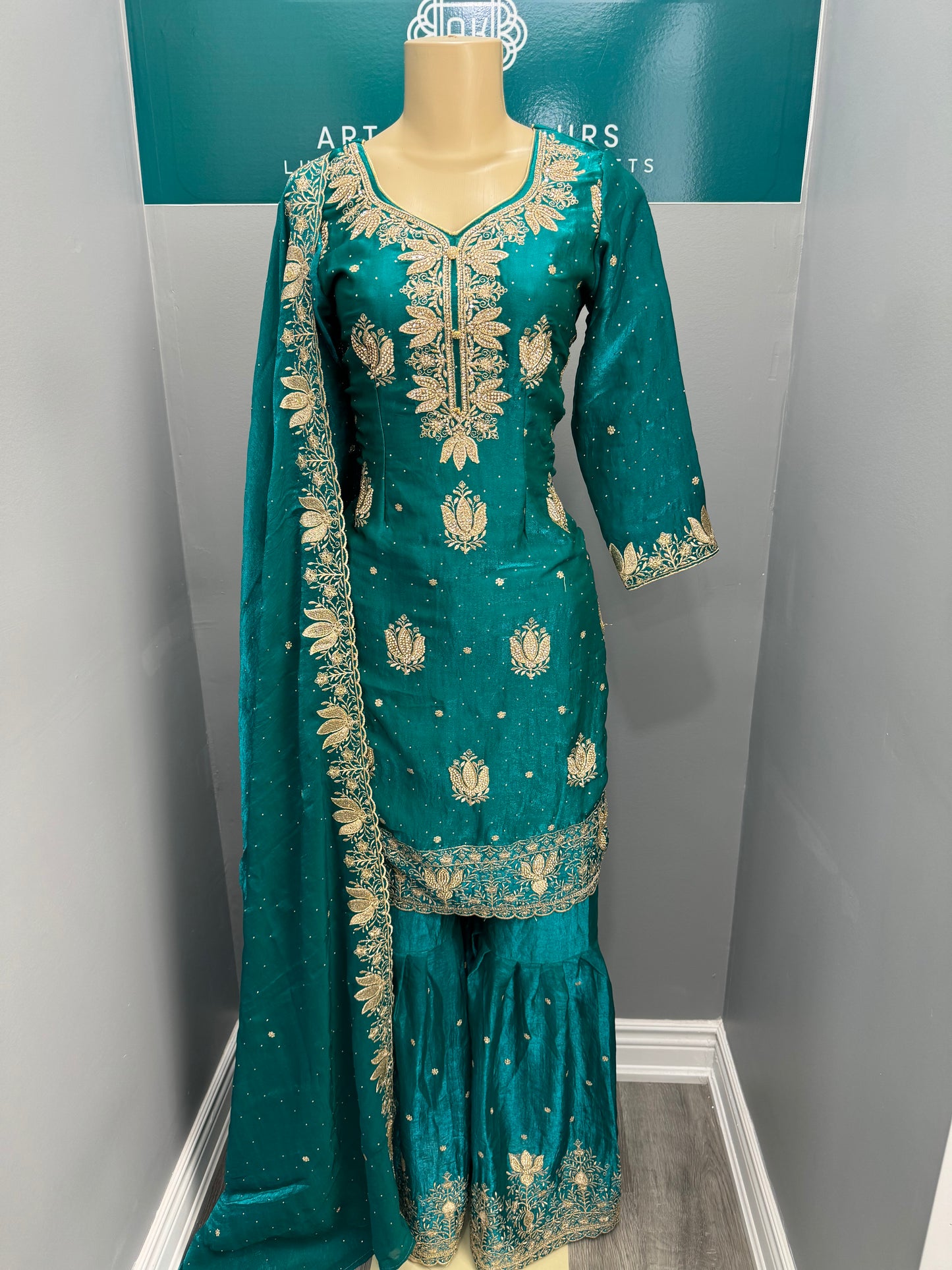 Fendi Gharara Suit- Teal