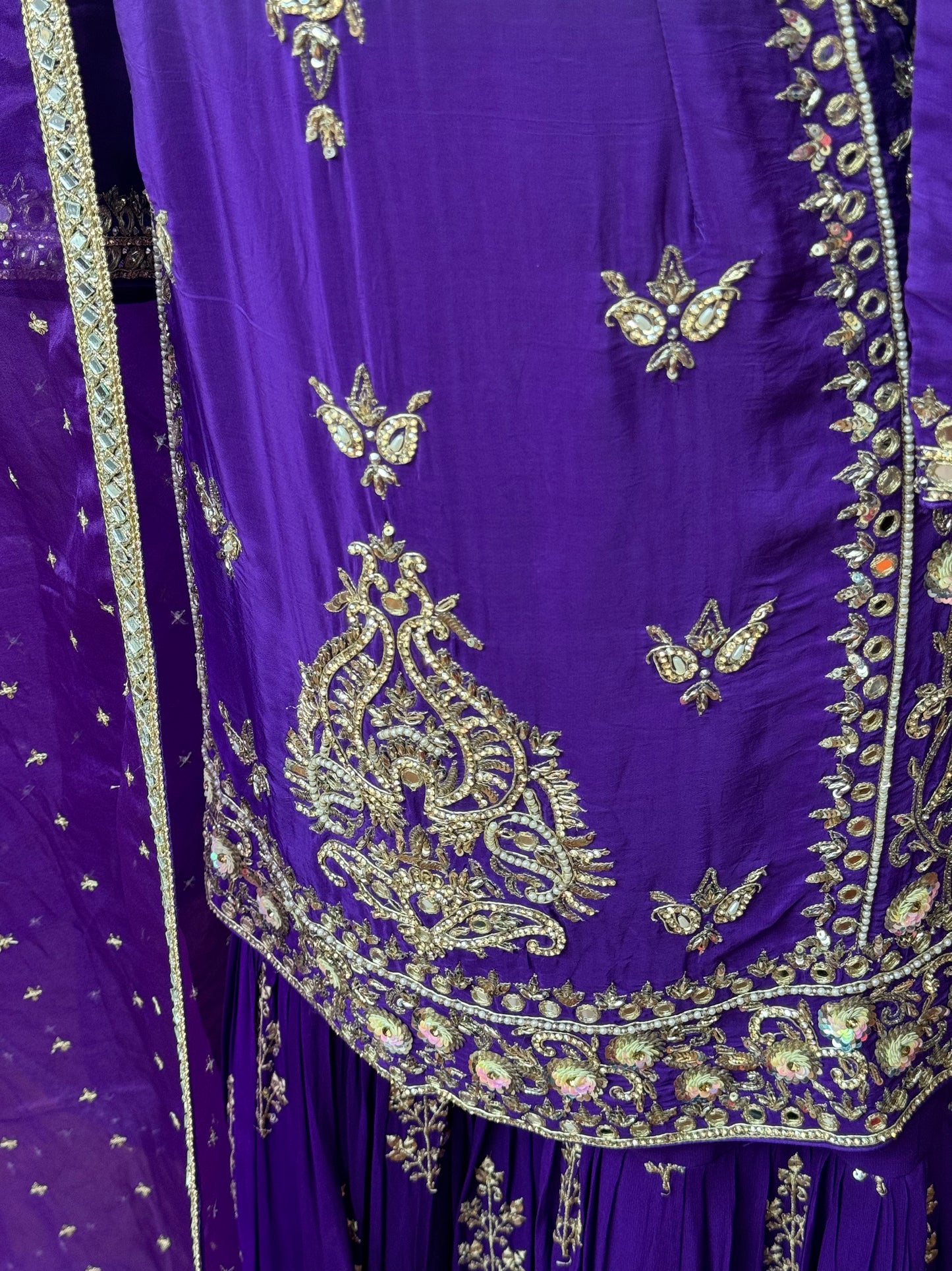 Handwork Pure Purple Sharara Suit