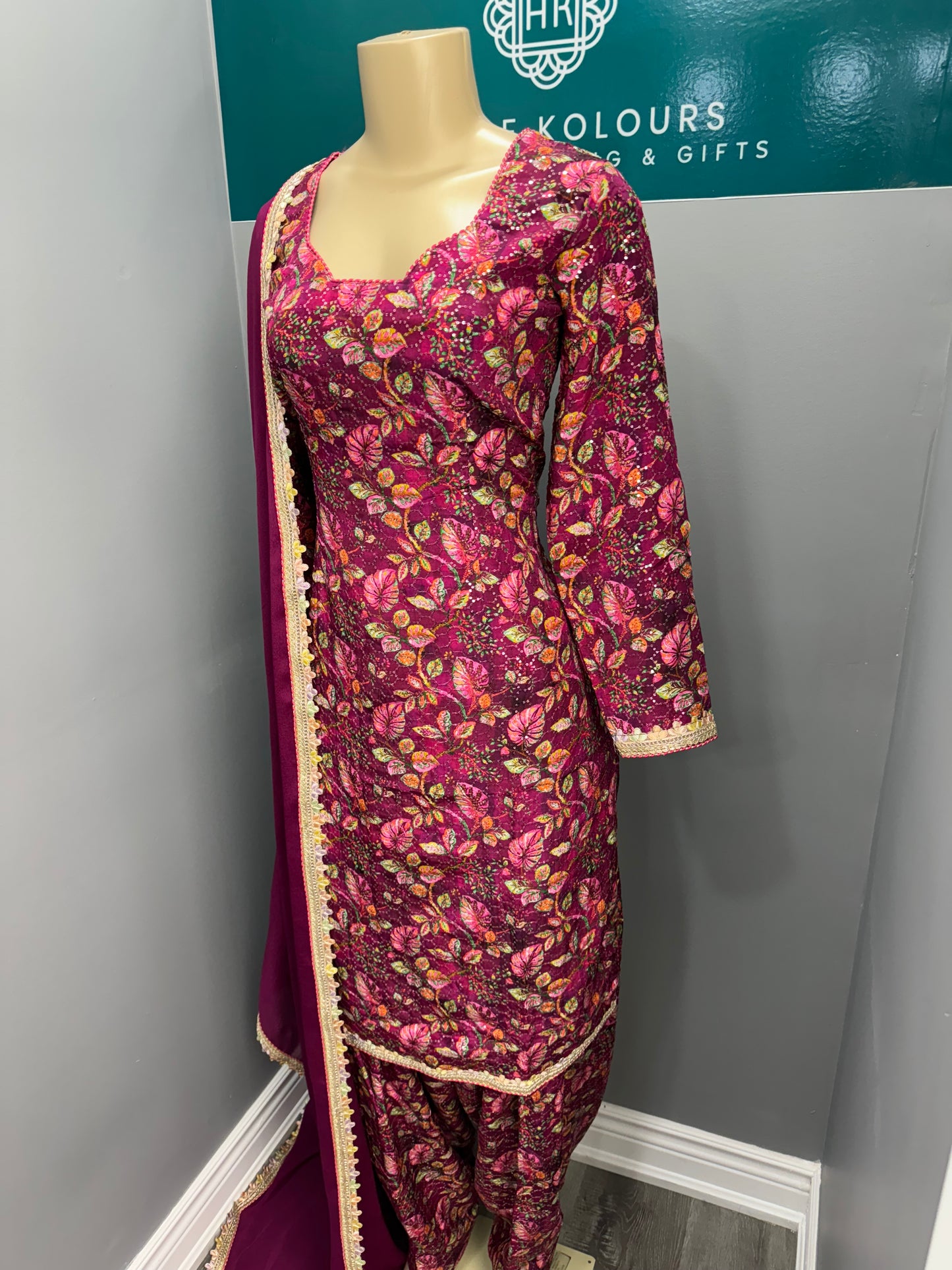 Wine Jasmine Gulzar Salwar Suit