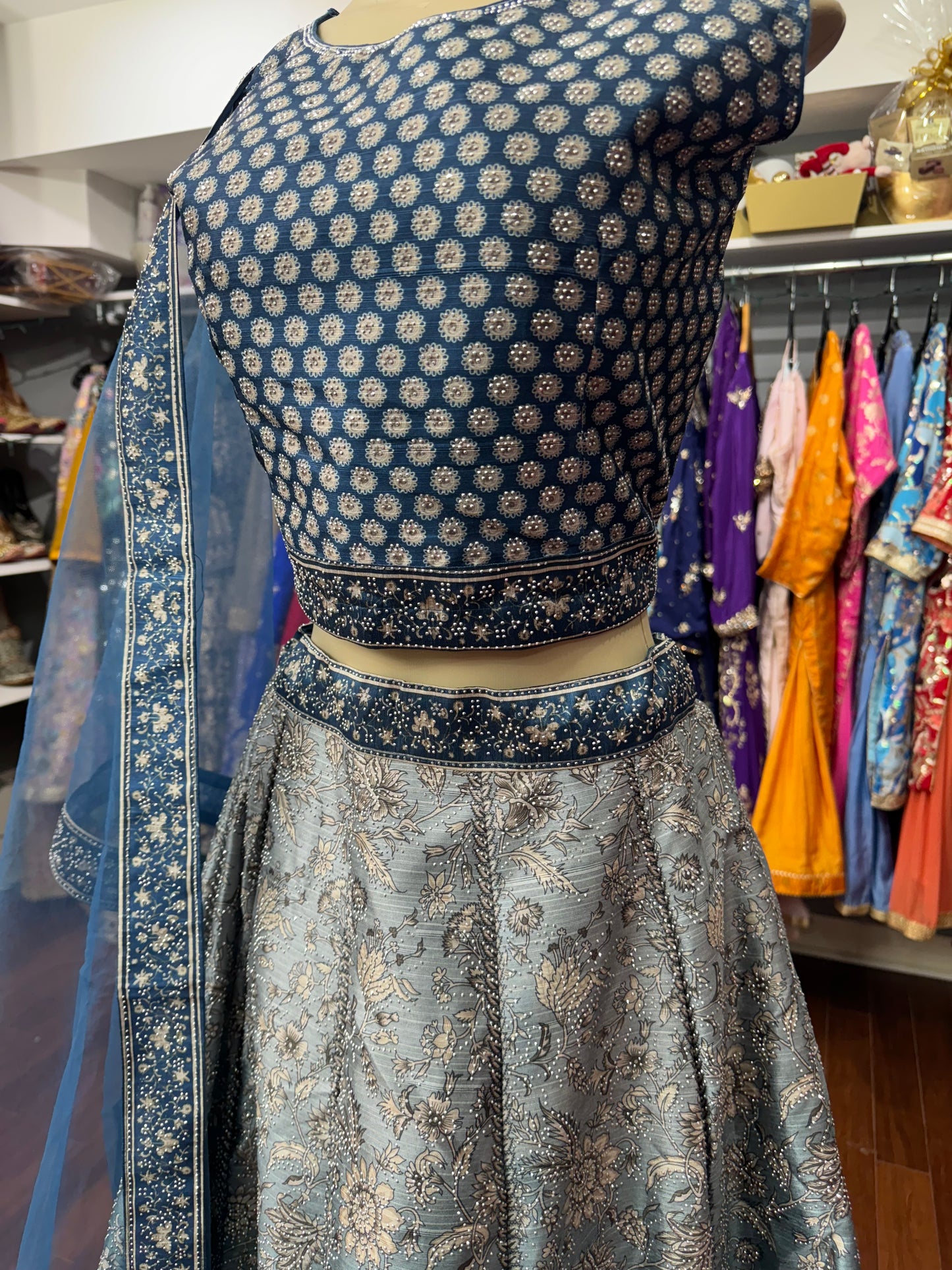 Double Shade Floral Print Lehenga