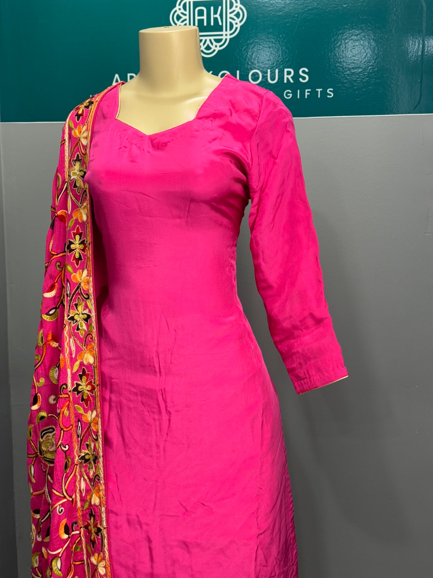 Plain Hot Pink Salwar Suit with Heavy Dupatta
