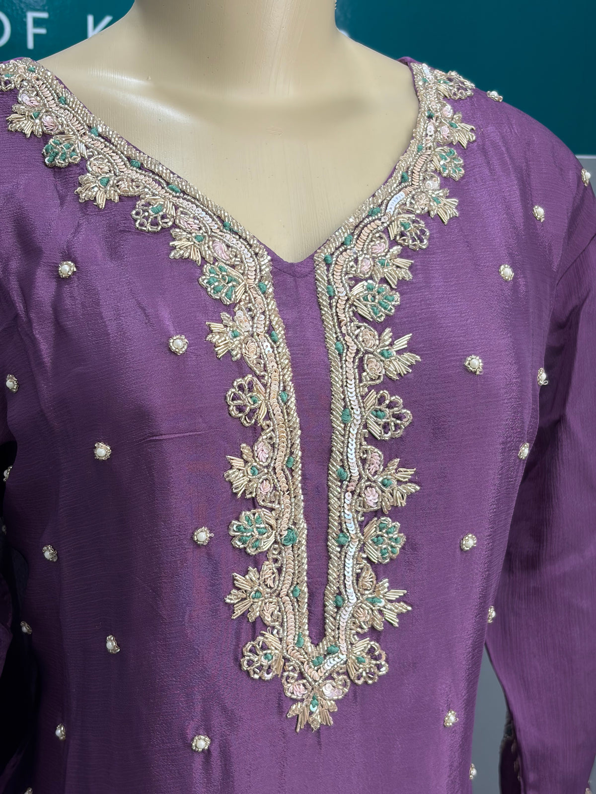 Pure Chinon Purple Handwork Plazo Suit AK3941-1726