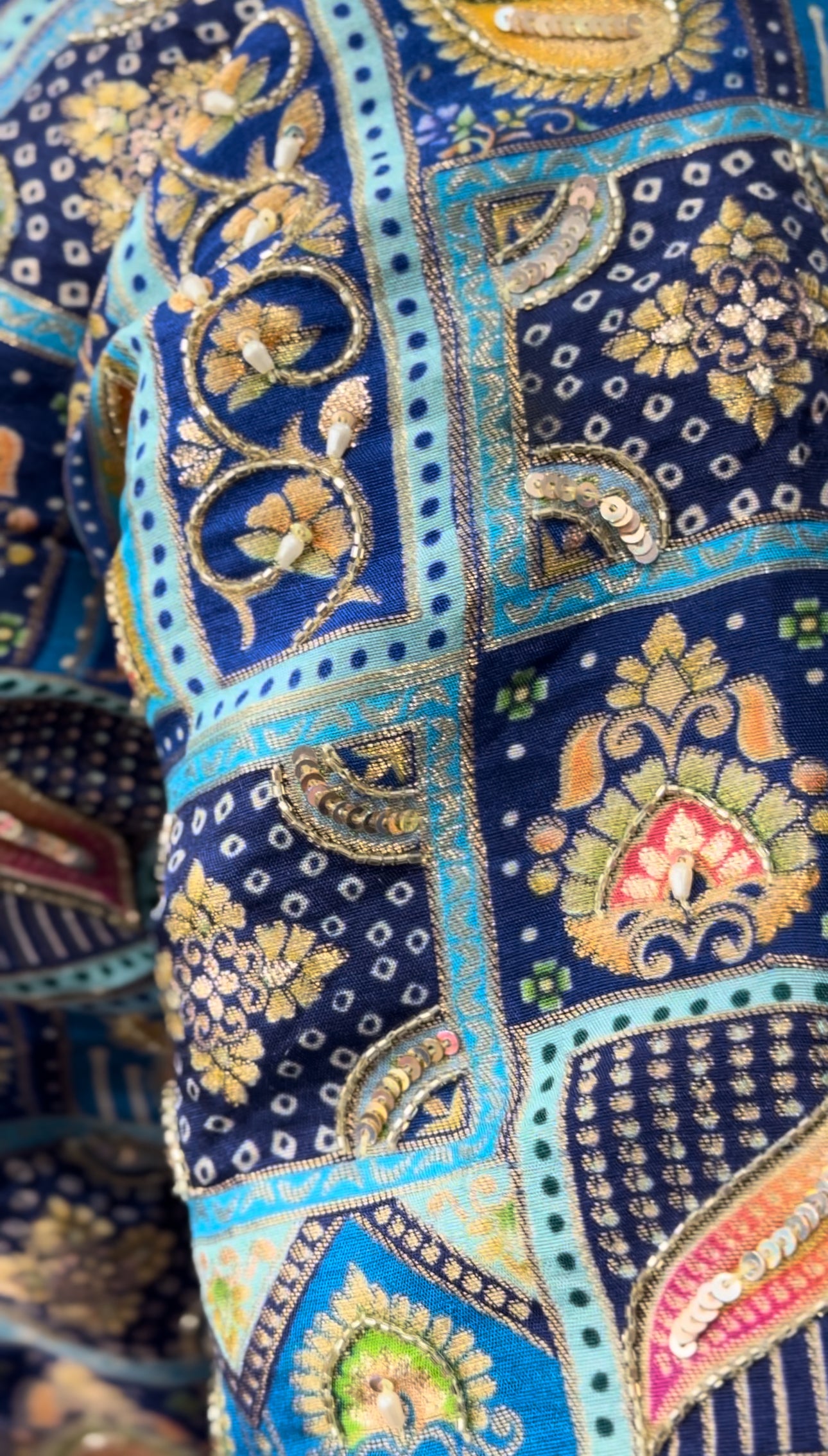 Blue Dola Silk Handwork Salwar Suit