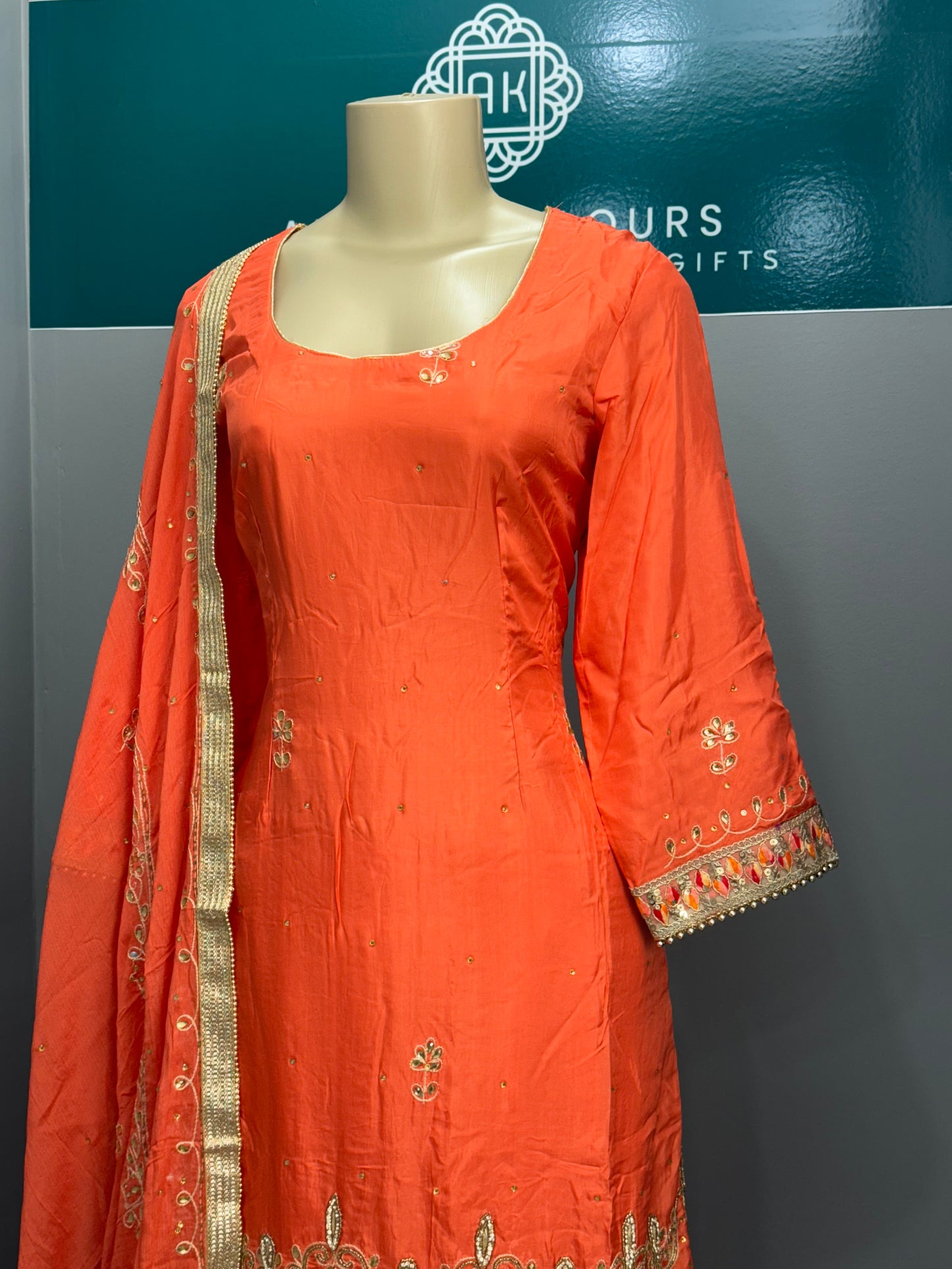 Handwork Sharara Suit- Orange