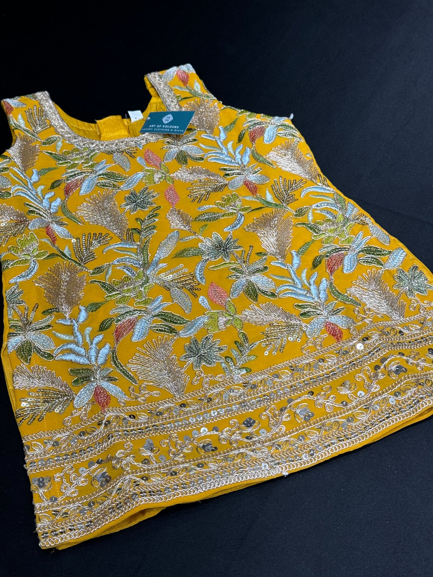 Tanreet Kids Gharara Suit- Yellow