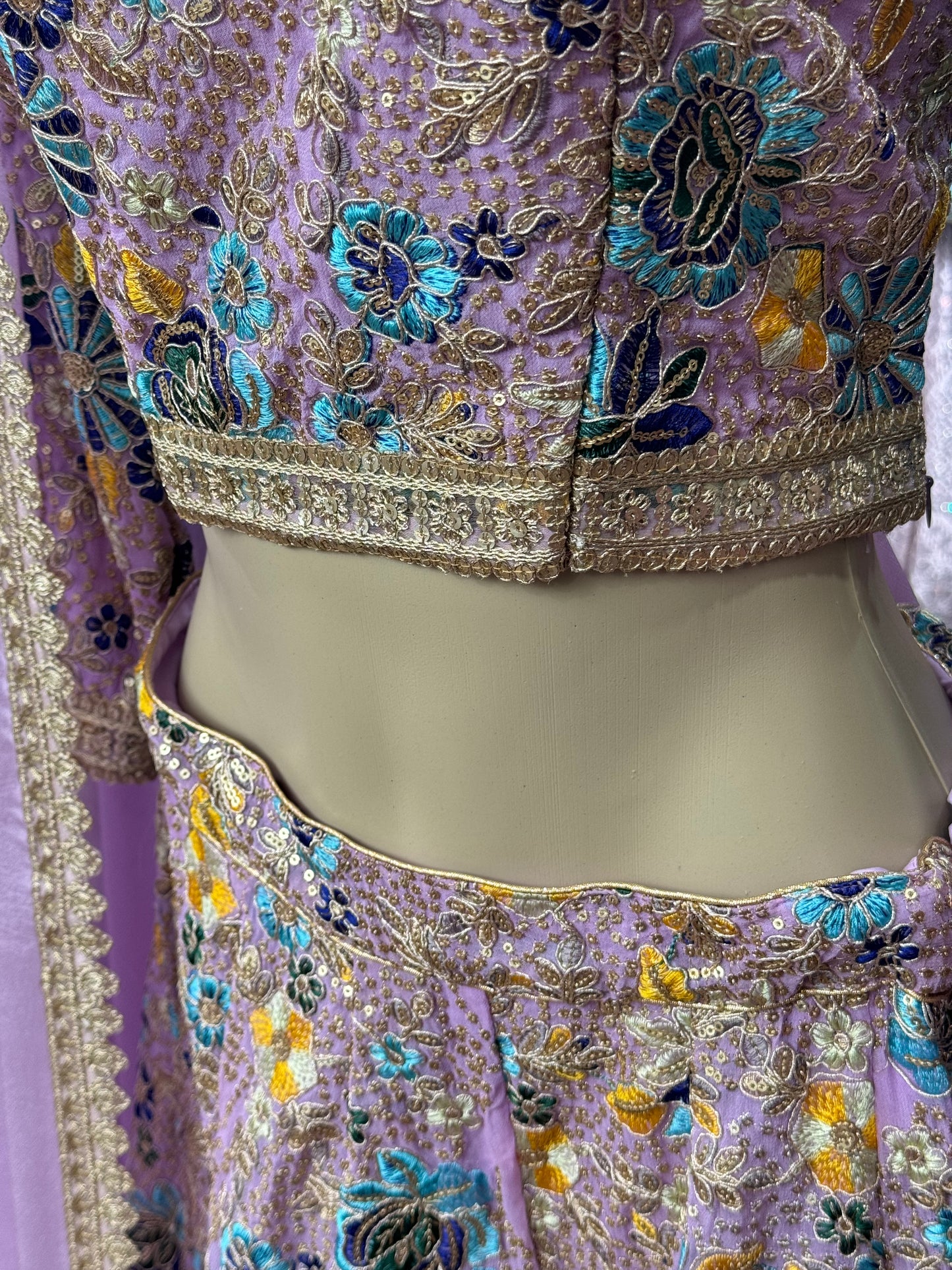 Thread Work Lehenga Lavender