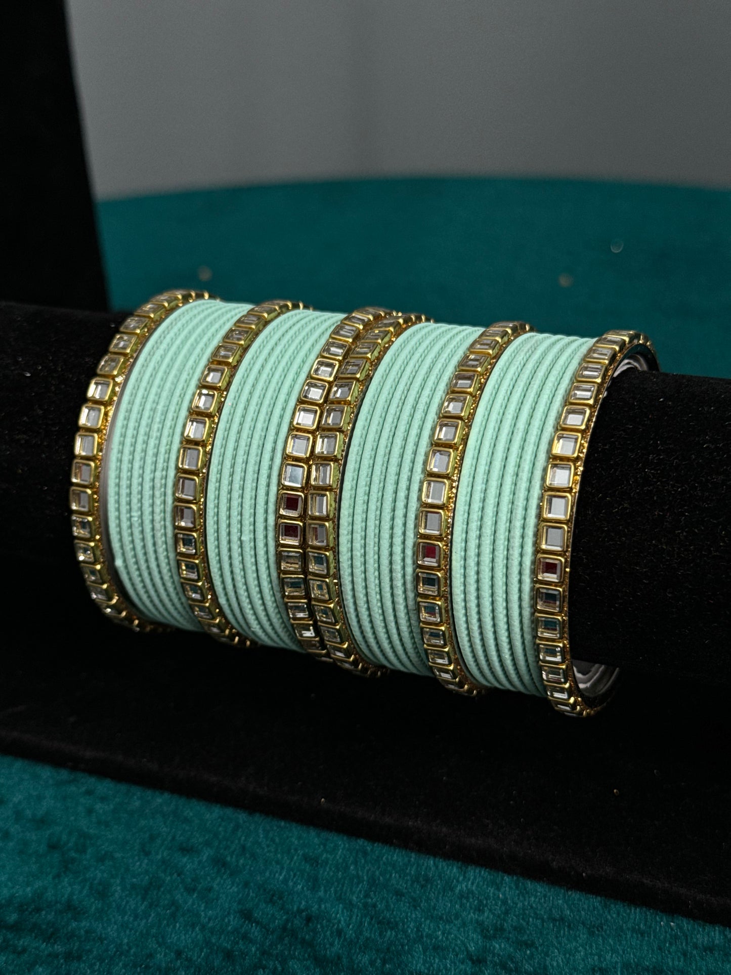 Mint Mirror Work Bangles