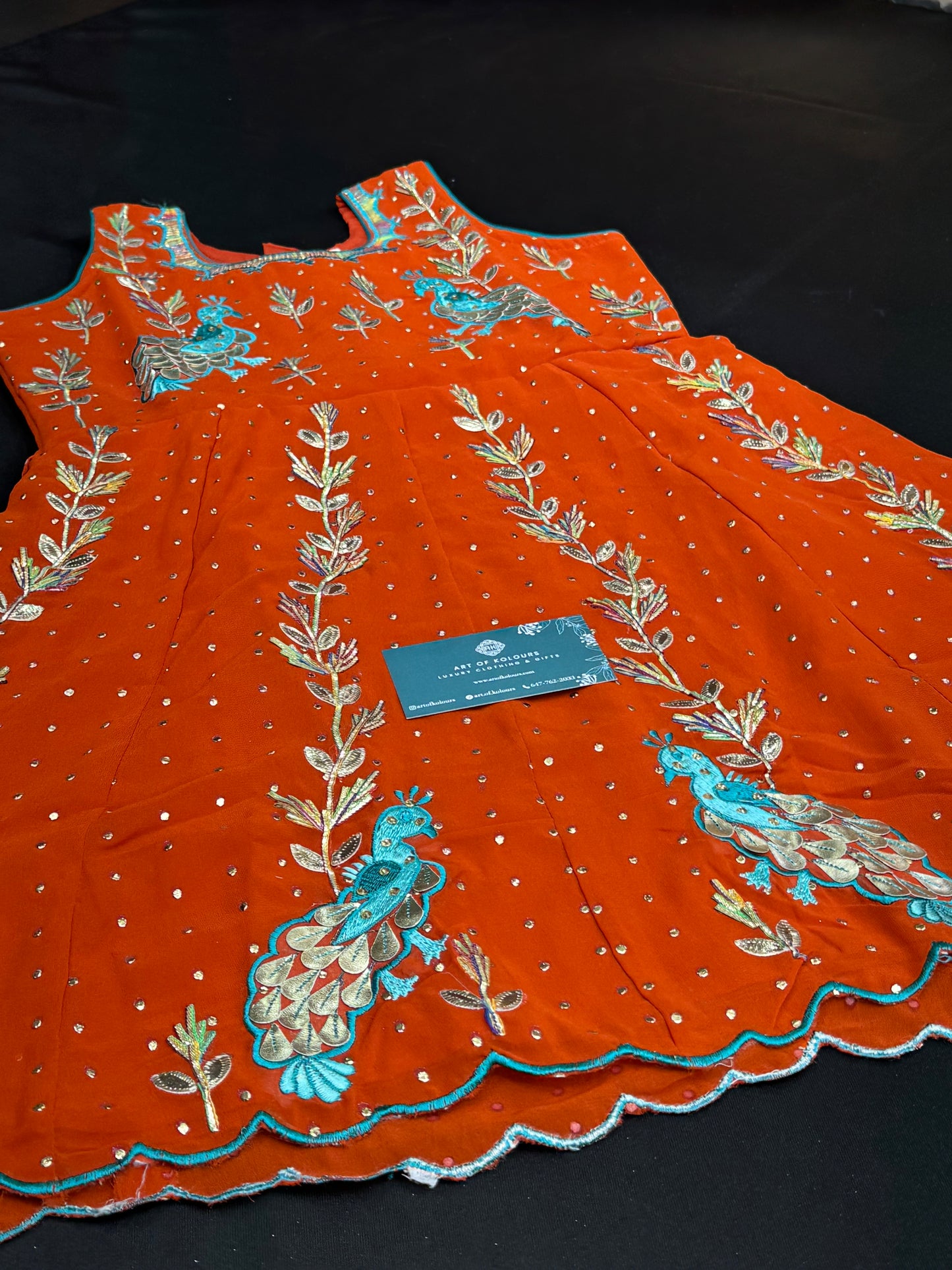 Ava Morni Kids Frock Salwar Suit Rust