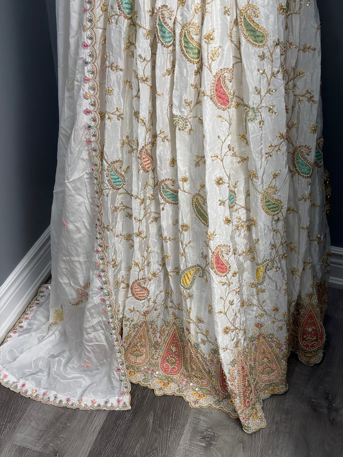 Ivory Beaded Lehenga- AK