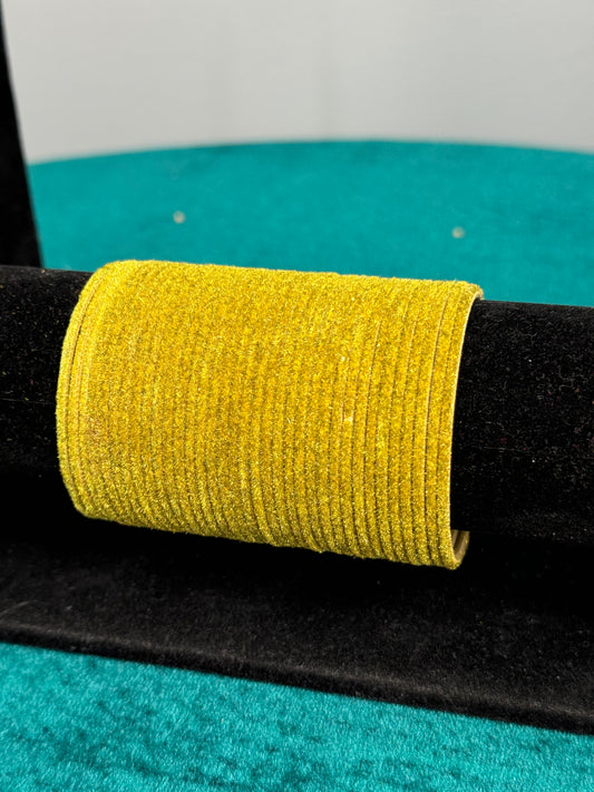Gold Yellow Plain Velvet Bangles