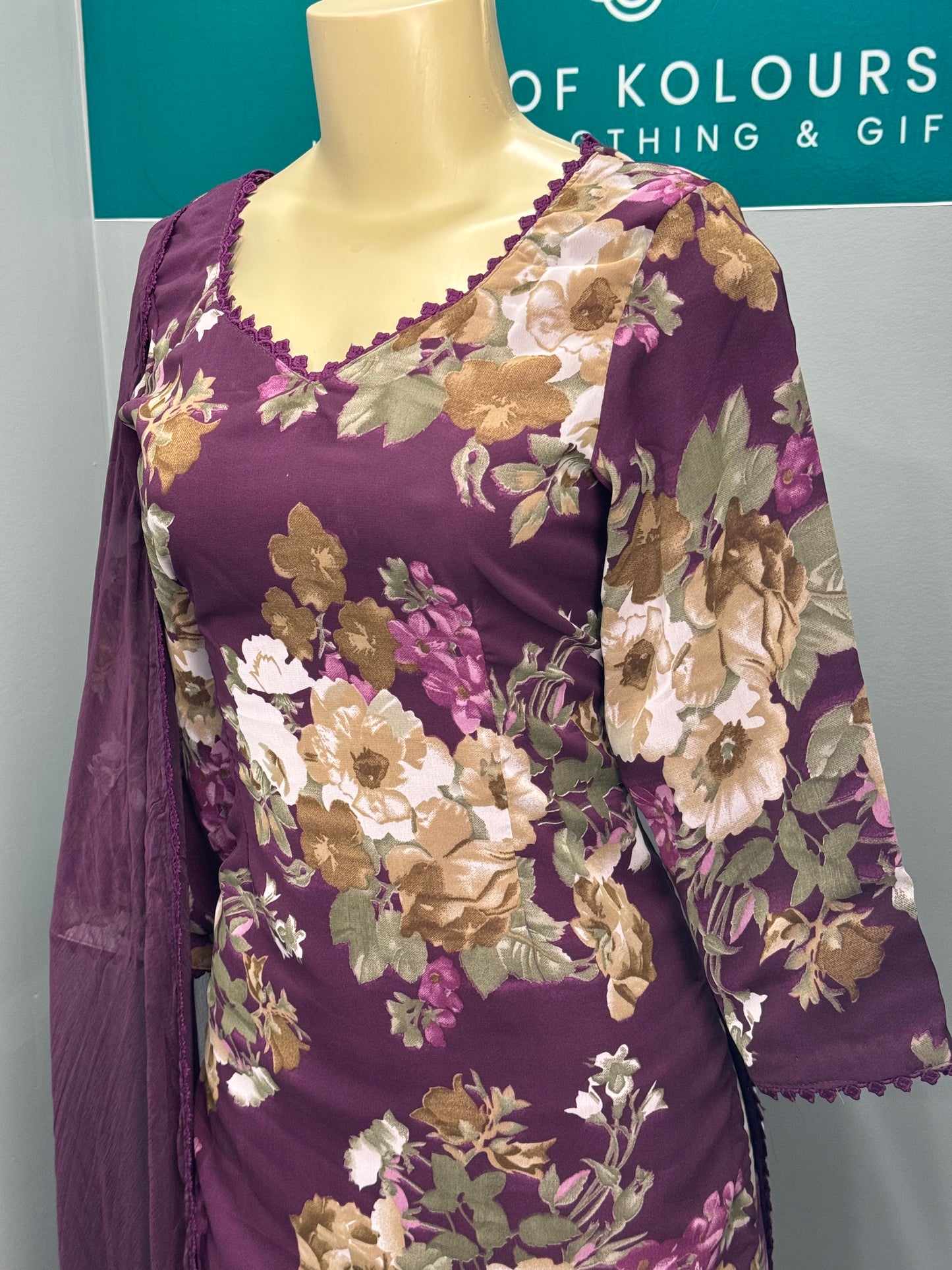 Printed Georgette Salwar Suit- Wine