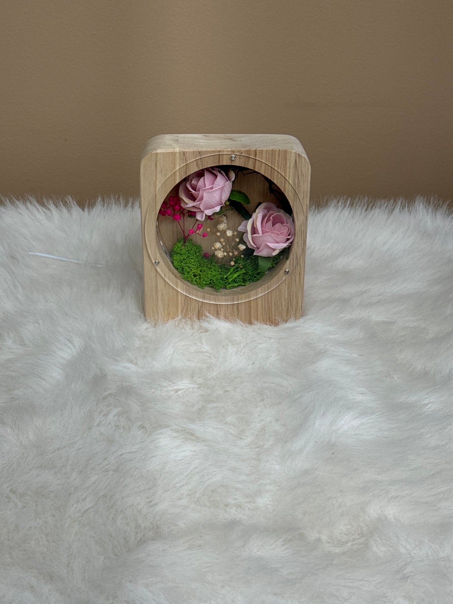 Wooden Flower Lamp Pink V2