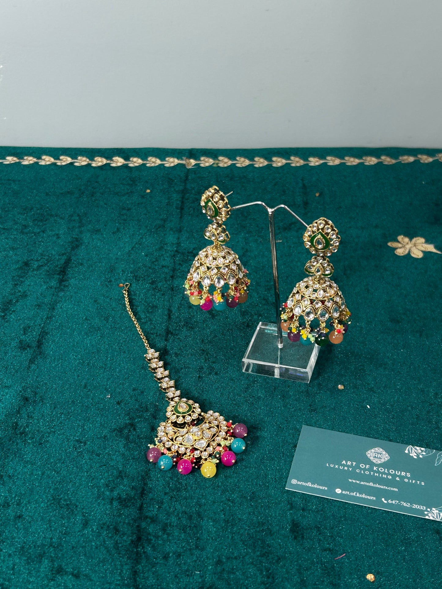Multicolour Haari Earrings Tikka Set
