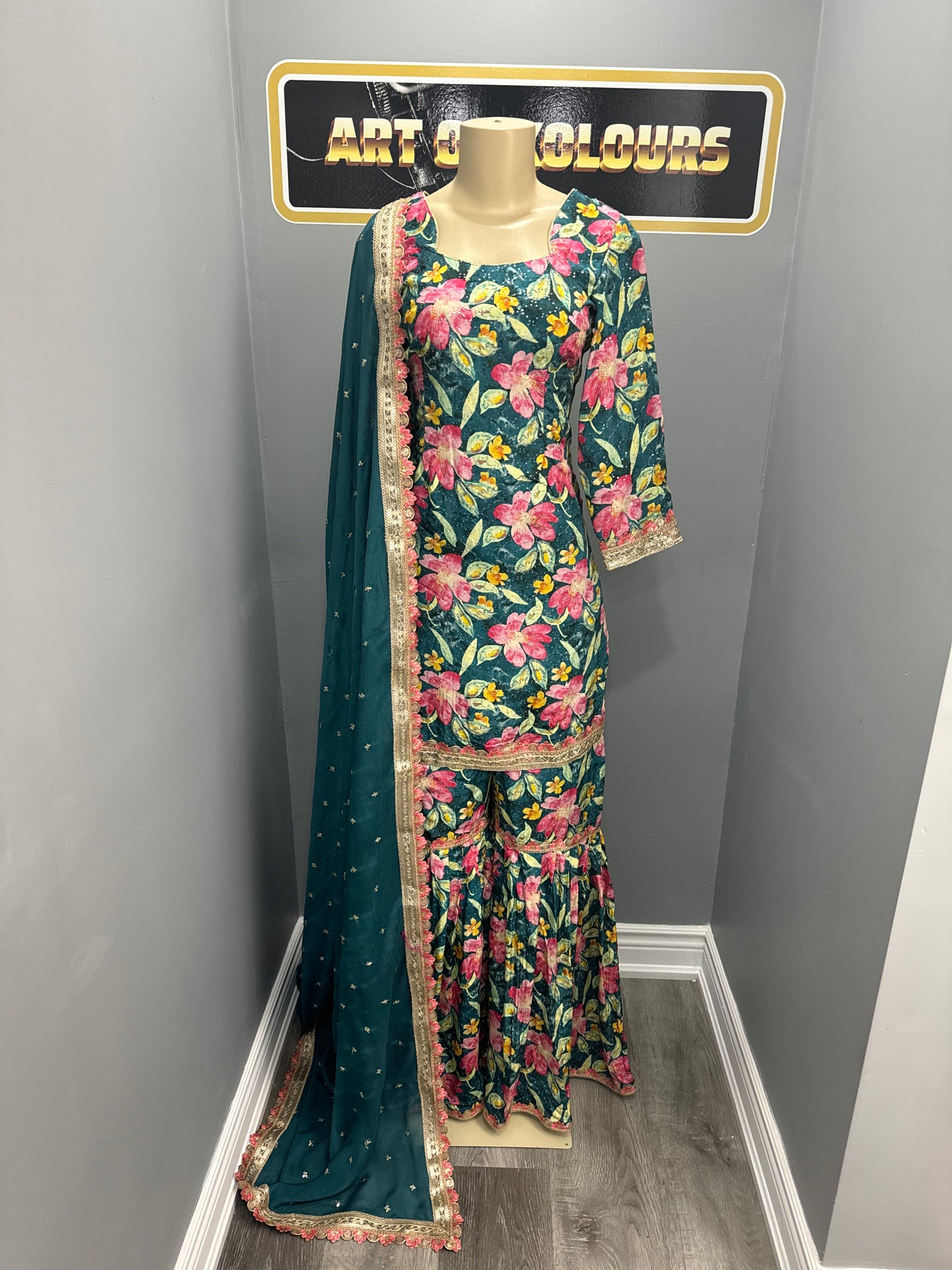 Blue Jasmine Gulzar Gharara Suit