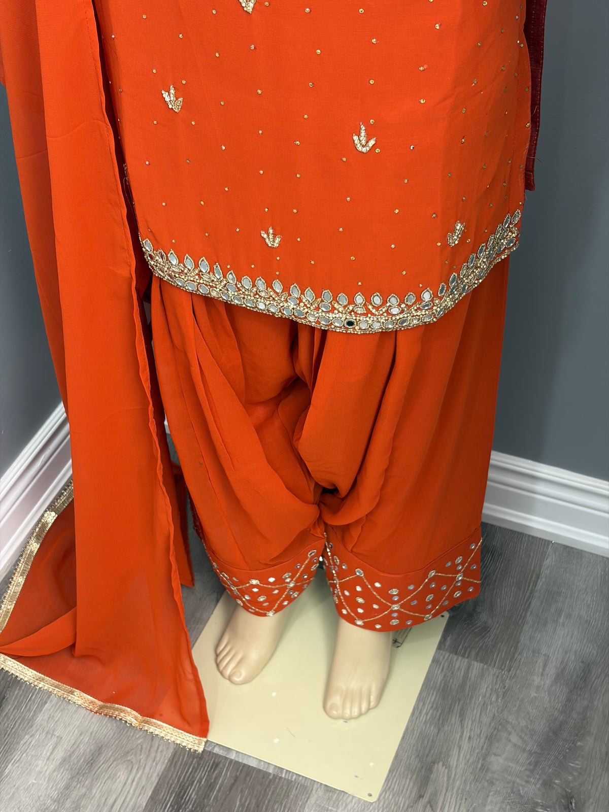 Rust Mirror Work Farshi Salwar Suit AK7576-1226