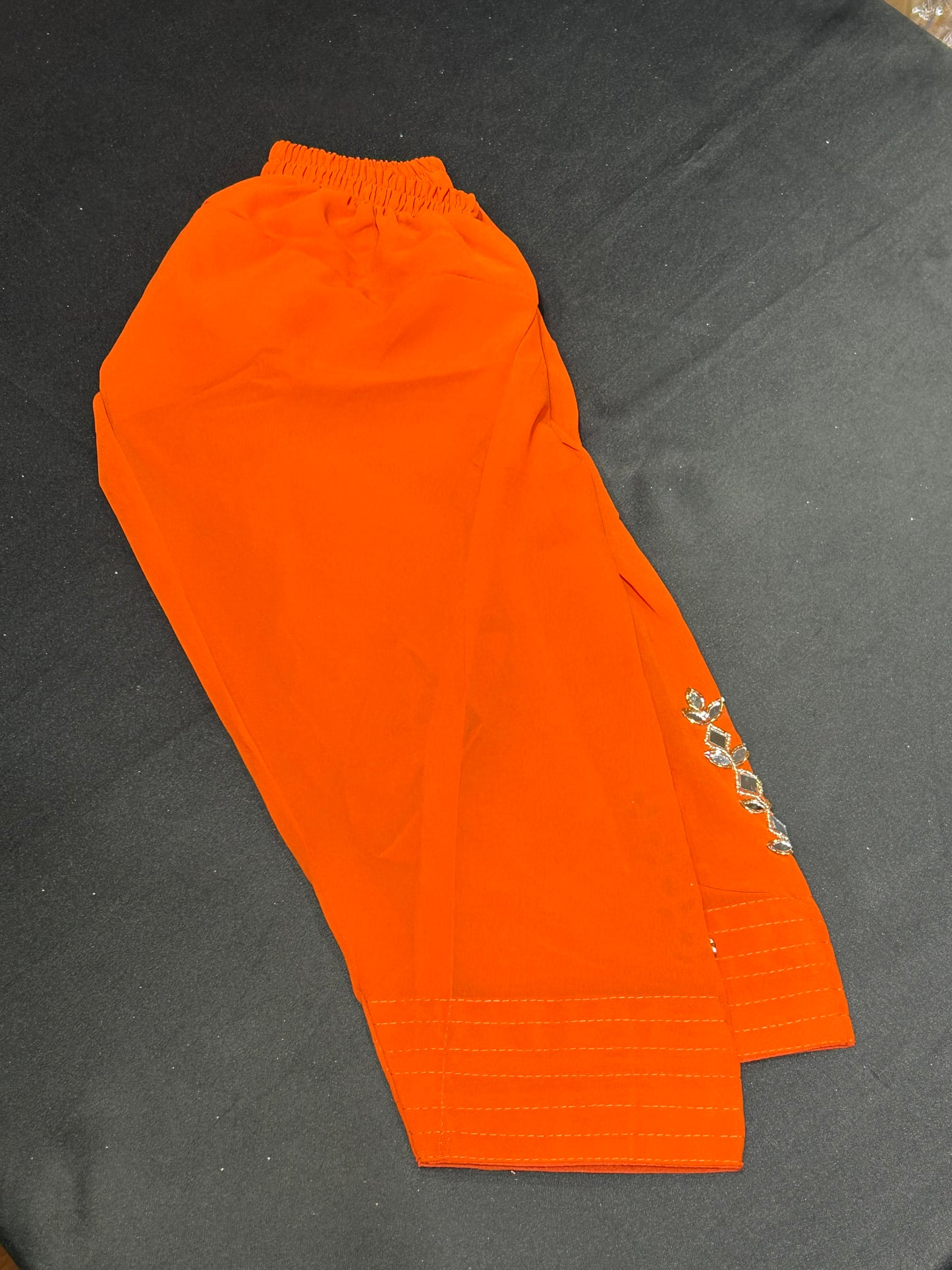Kids Orange Mirror Work Salwar Suit (Size 20~34)