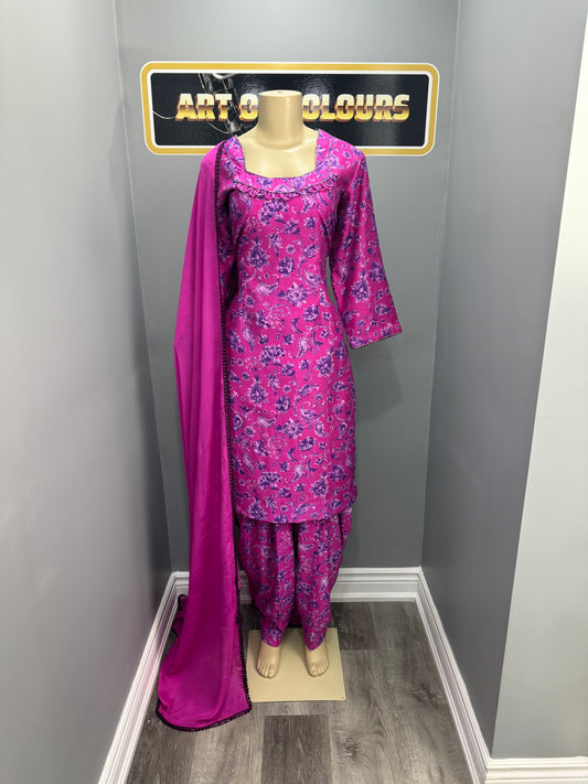 Chanderi Baag Pink Salwar Suit