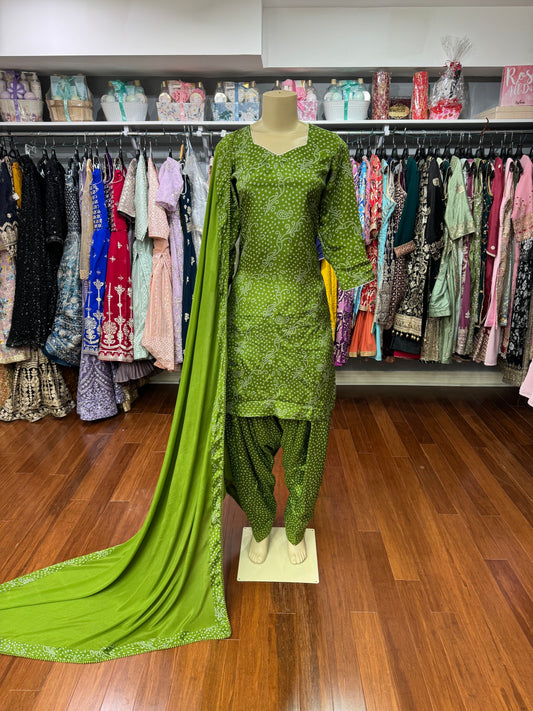 Bandhani Print Salwar Suit Mendhi