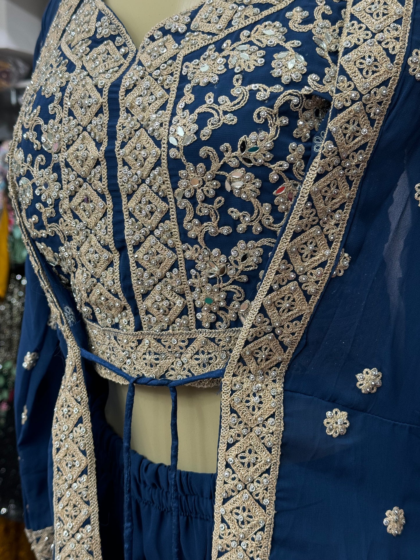 Cape Style Blue Sharara Suit