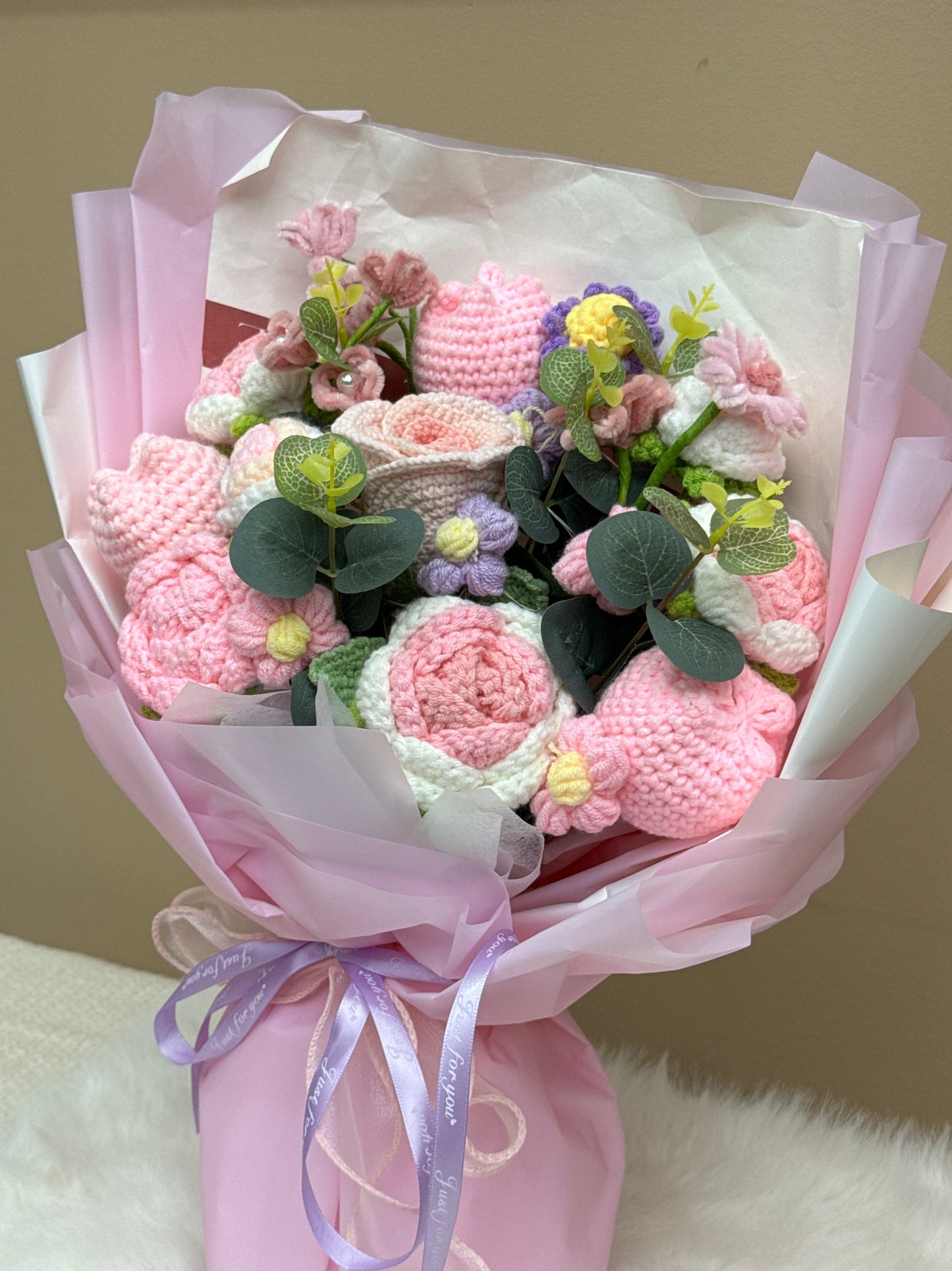 Crochet Flower Bouquets Pink Large