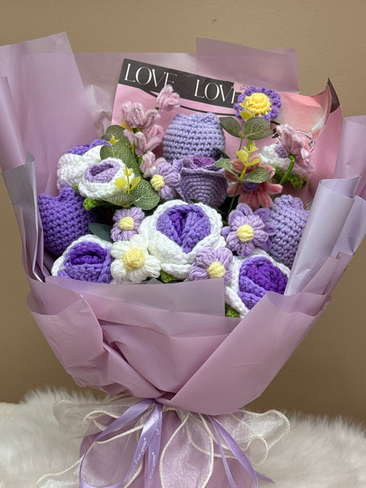 Crochet Flower Bouquets Purple Large