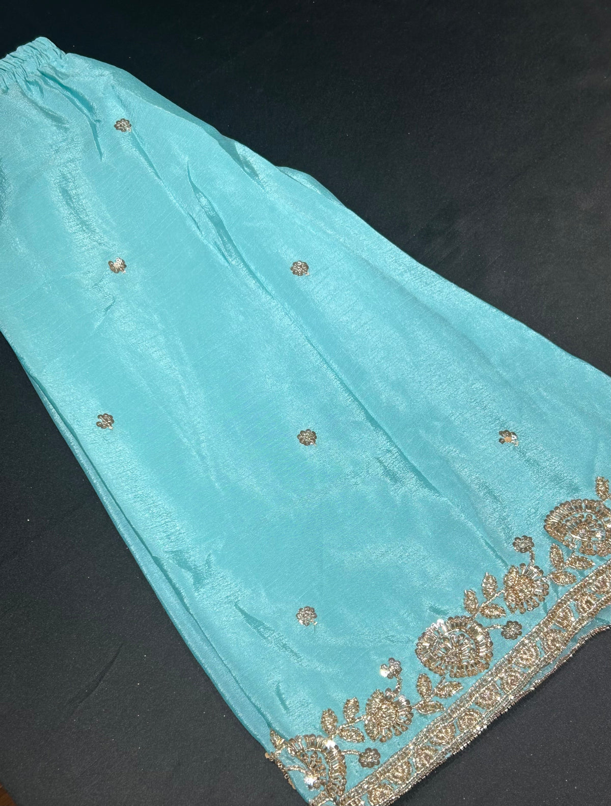 Blue Beadwork Kid’s Sharara Suit