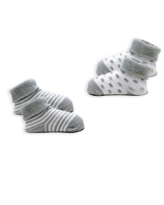 2 Pack Socks - Grey Stripes and Dots