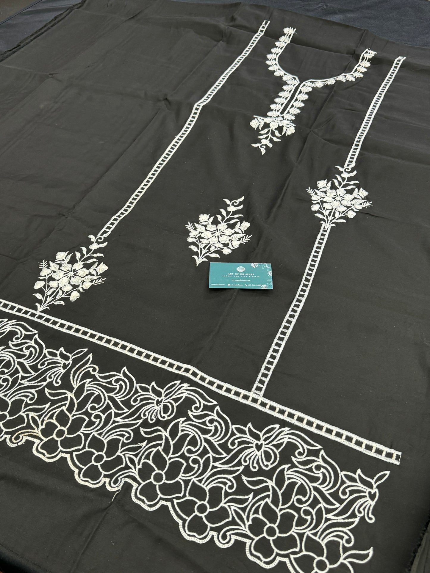 Narindera Gulzar Black Unstitched Suit