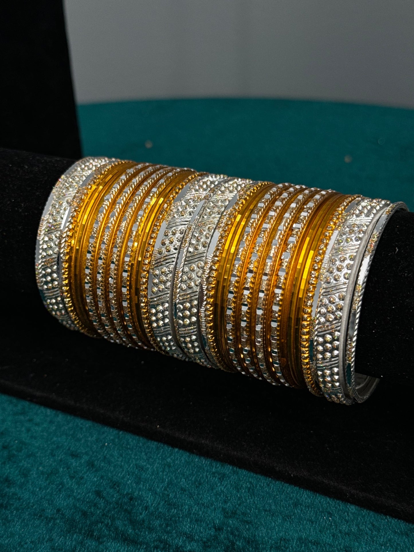 Orange and Silver Work Bangle Set