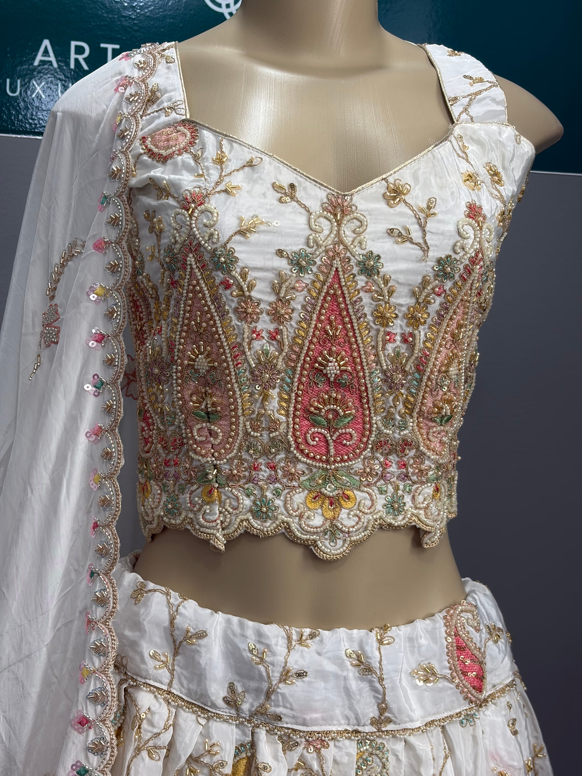 Ivory Beaded Lehenga- AK