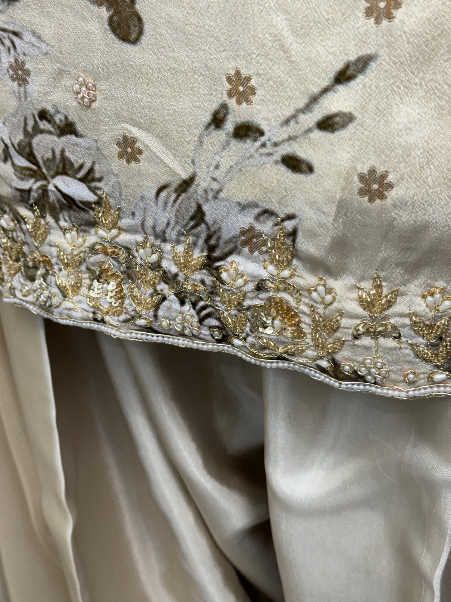 Sonam Printed Handwork Salwar Suit Cream