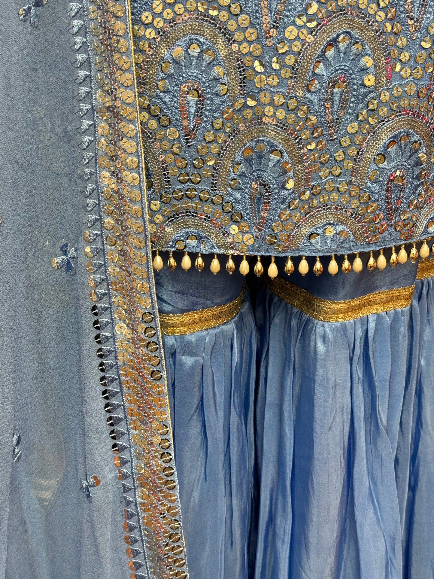 Sequence Work Ice Blue Gharara Suit