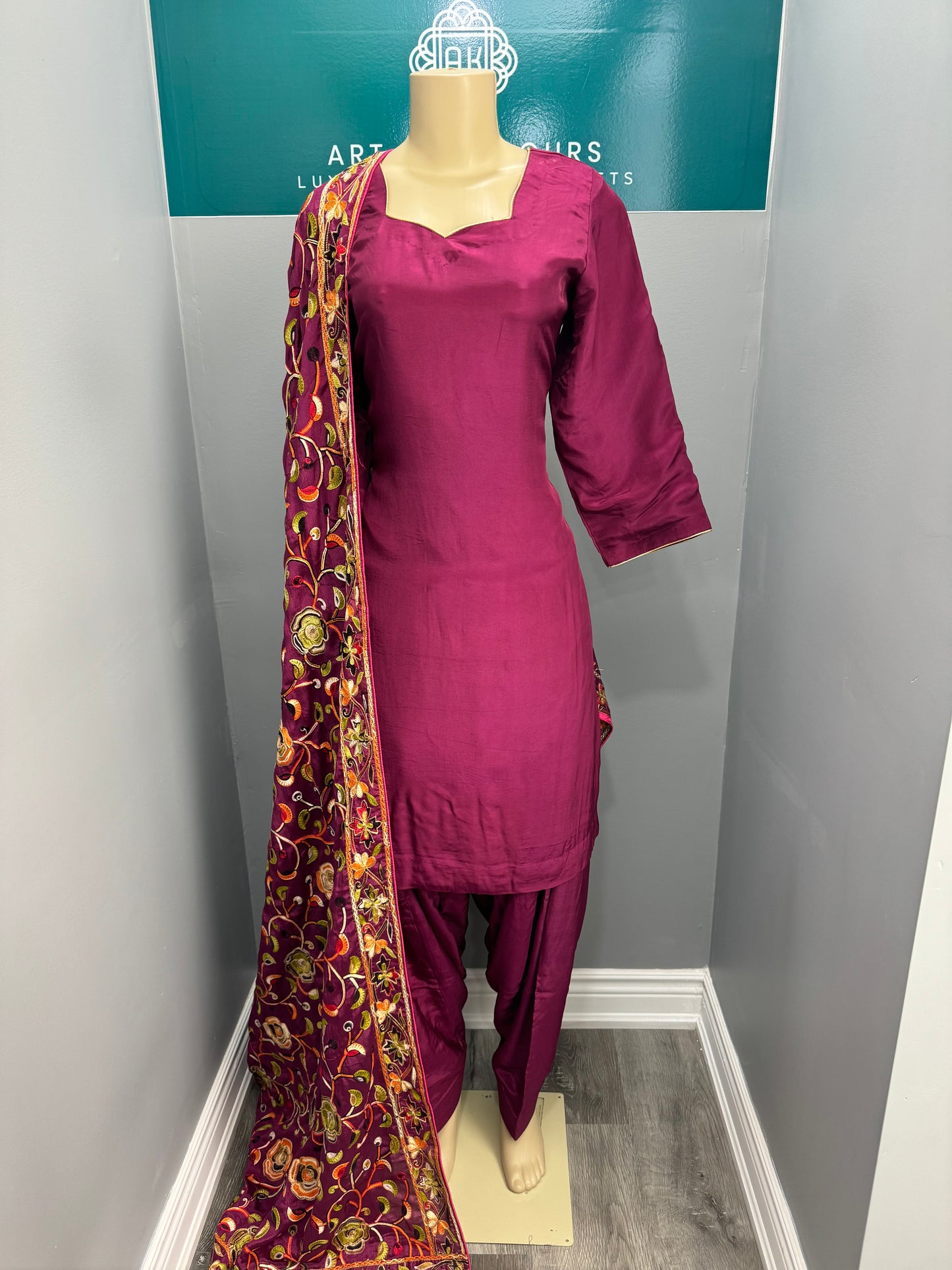 Plain Wine Salwar Suit with Heavy Dupatta