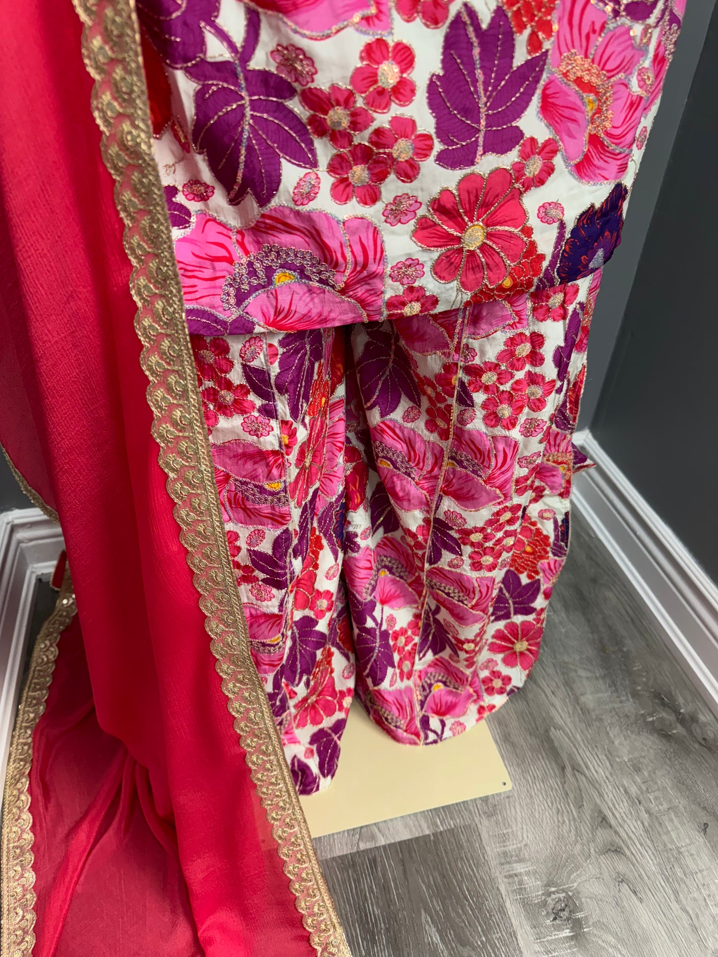 Pink Morni Phulgaz Sharara Suit